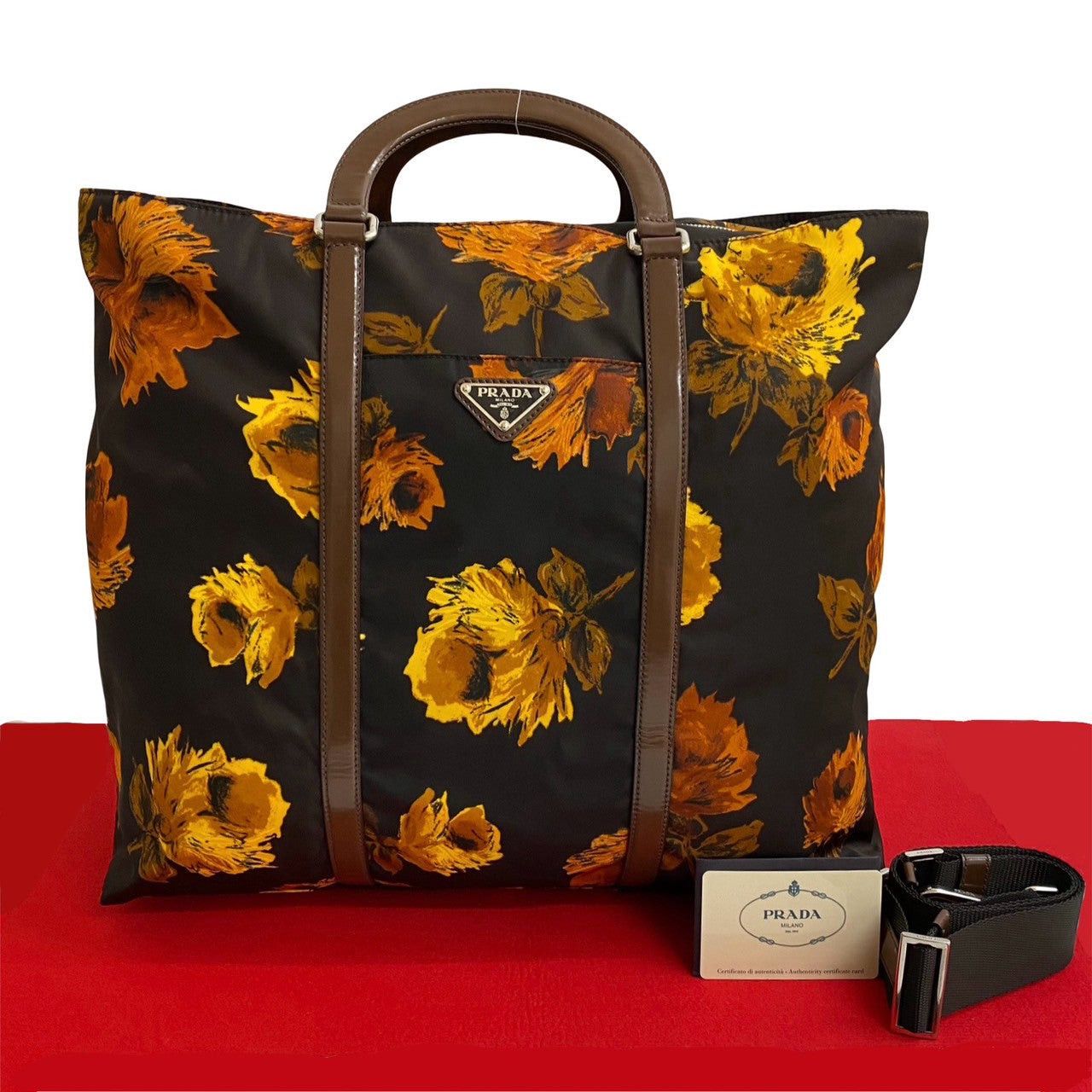 Prada Shoulder Bag Brown Leather