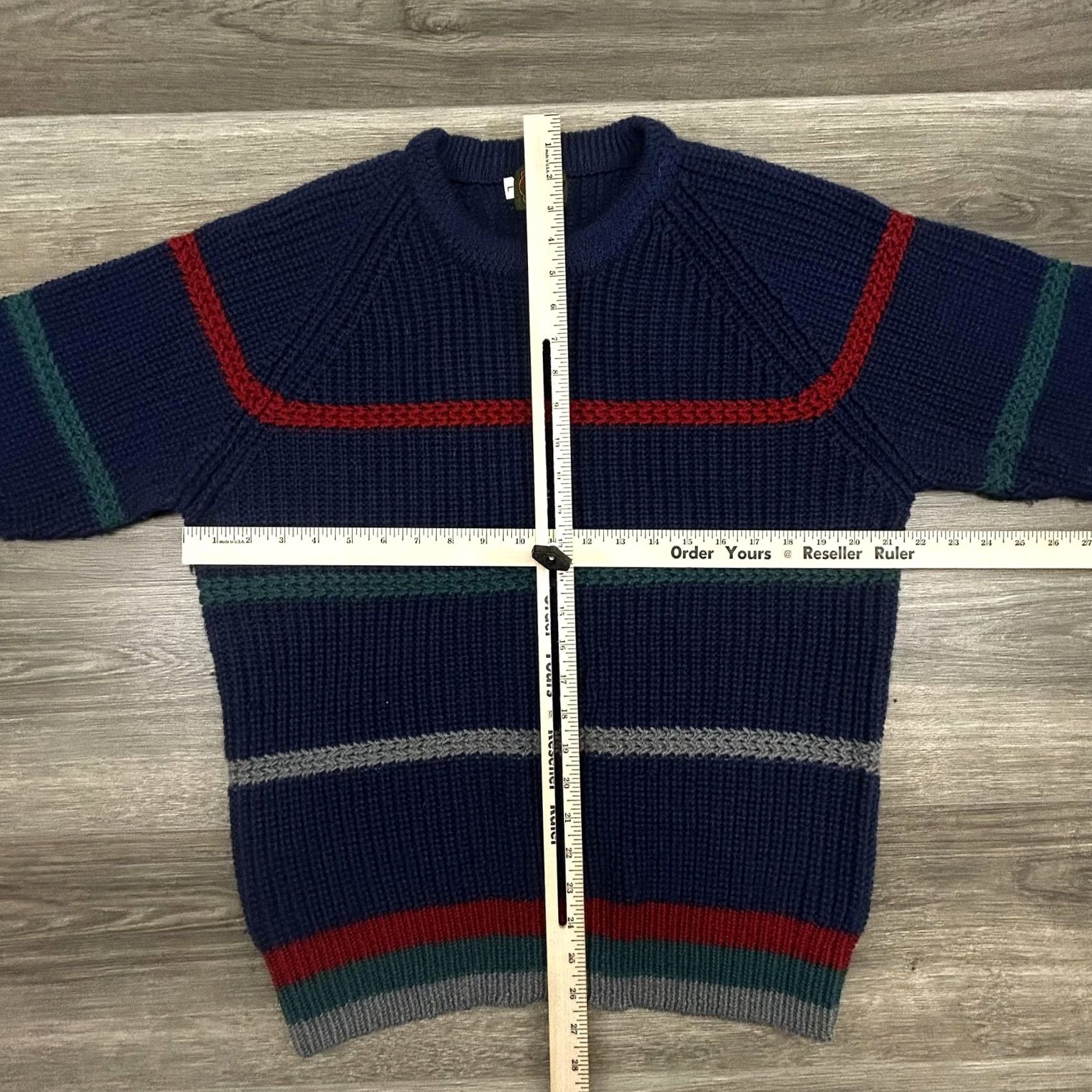 Vintage VINTAGE Boston Traders Sweater Mens Large Blue 100% Wool Stripe Chunky-Knit 90s Size US L / EU 52-54 / 3 - 7 Thumbnail