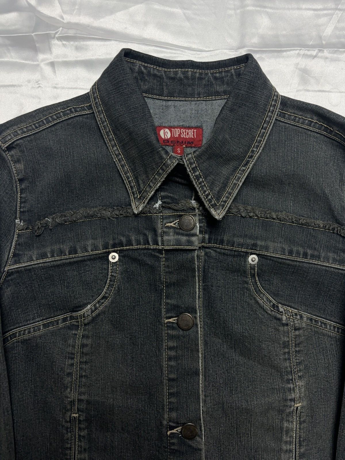 Japanese Brand × Vintage Washed denim lace up cropped vintage jacket Size S / US 4 / IT 40 - 5 Thumbnail