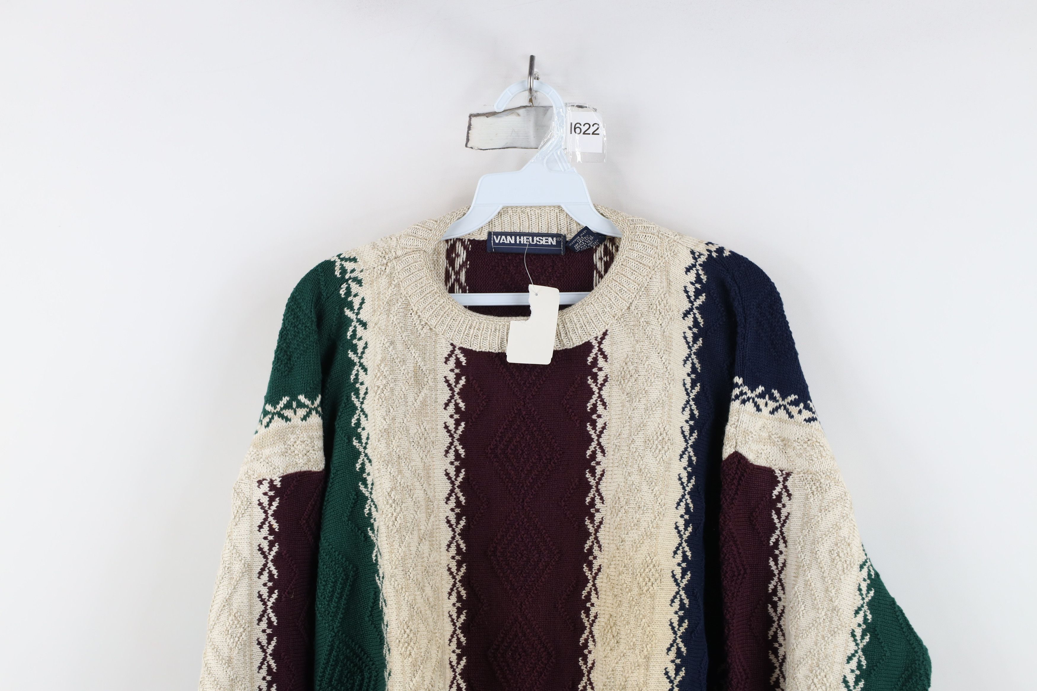 Vintage Deadstock Vintage 90s Streetwear Diamond Knit Sweater USA Size US L / EU 52-54 / 3 - 2 Thumbnail