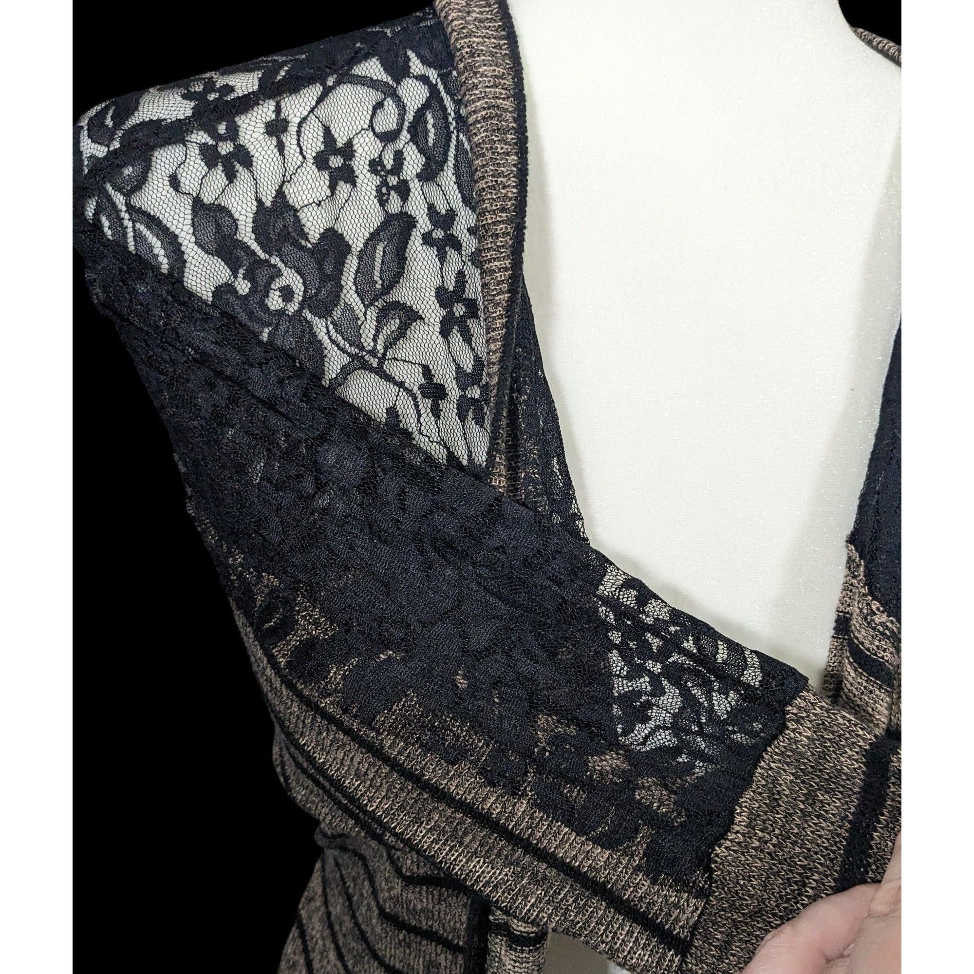 American Rag Retro Preppy Black And Brown Lace Cardigan by American Rag Size S / US 4 / IT 40 - 3 Thumbnail