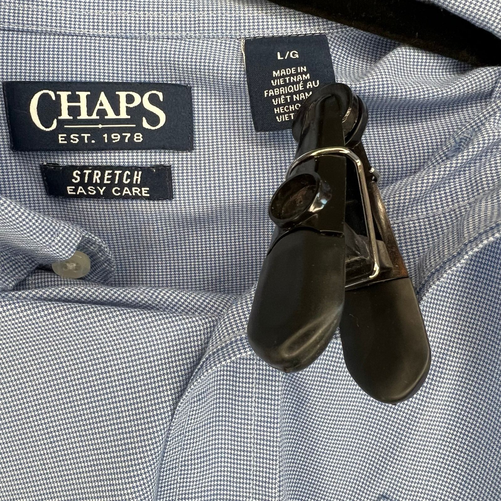 Chaps Chaps short sleeve blue/white button front shirt Size Large Size US L / EU 52-54 / 3 - 4 Thumbnail