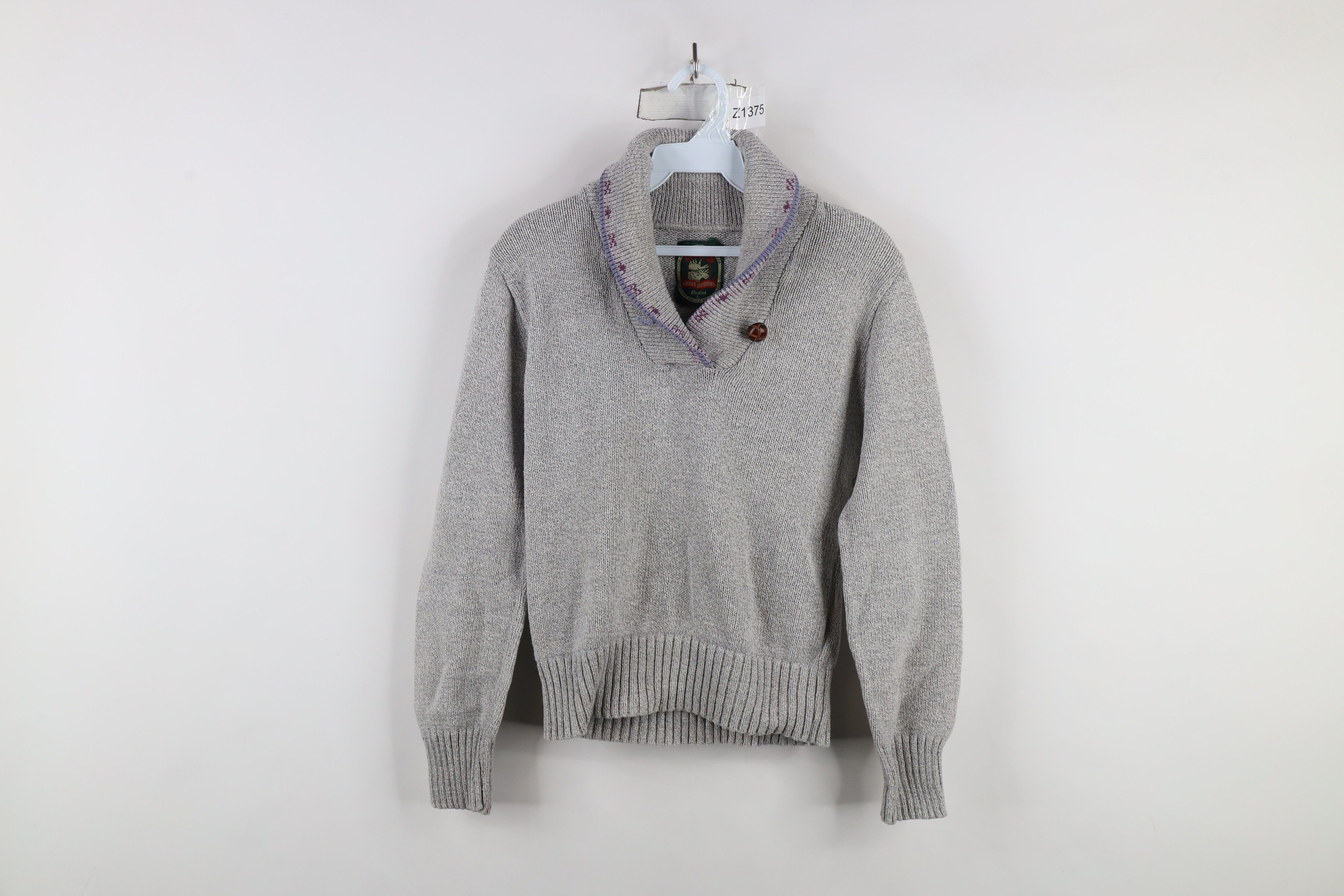 Vintage Vintage 90s Streetwear Knit Pullover Shawl Sweater Gray Size L / US 10 / IT 46 - 1 Thumbnail