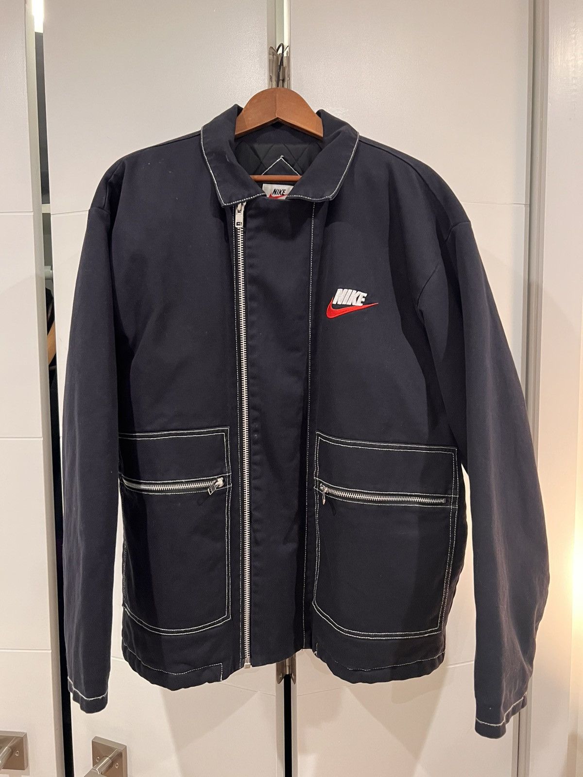 Nike × Supreme Supreme x Nike Double Zip Quilted Work Jacket 'Navy' Size US L / EU 52-54 / 3 - 6 Thumbnail