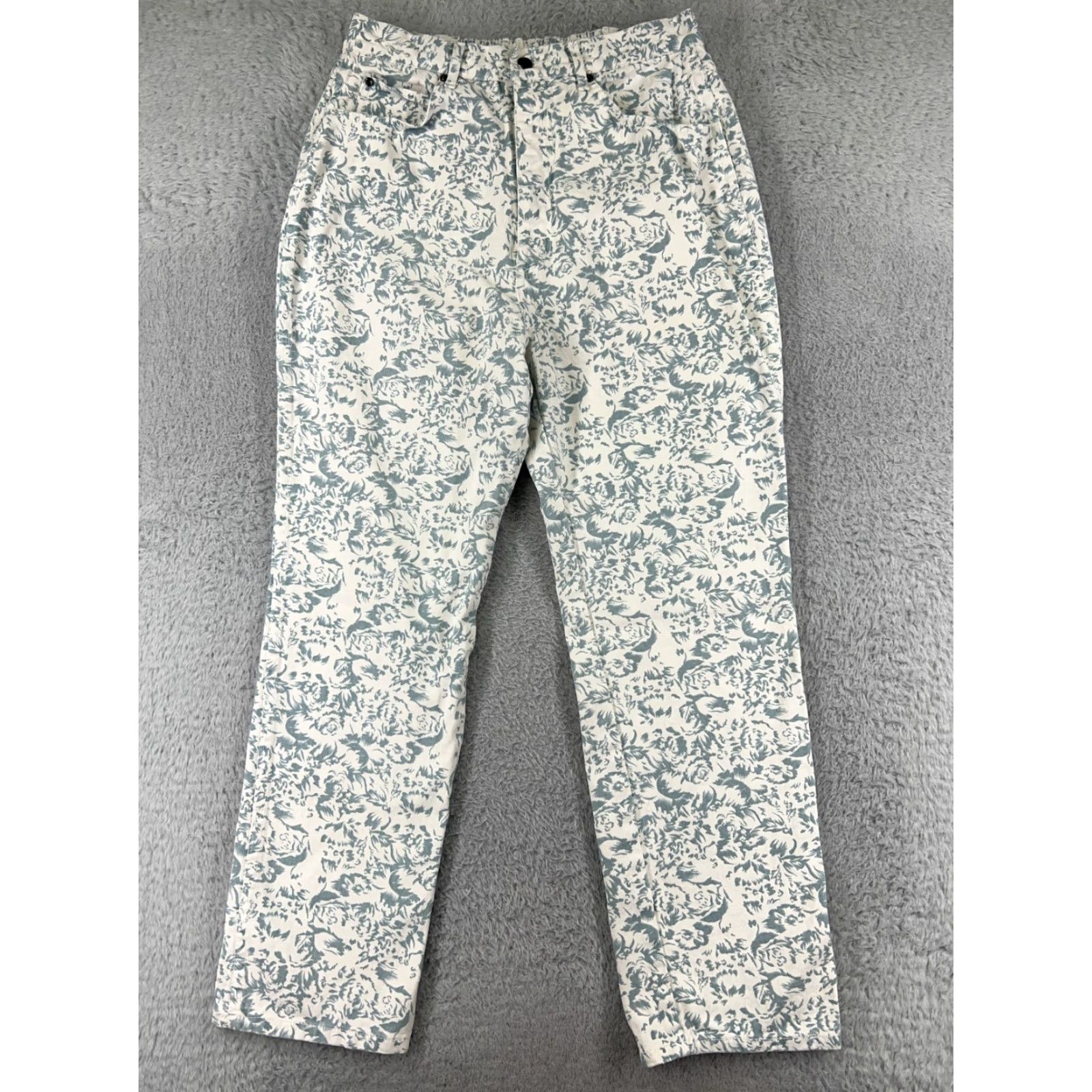 Vintage Amilano White Floral Denim Jeans High Rise Women 32 Jeans, 5-Pocket Slim Fit, Cotton Stretch, Vintage: No, Regular Size, Pants, Women, 90s? Size 24" / US 00 / IT 34 - 2 Thumbnail