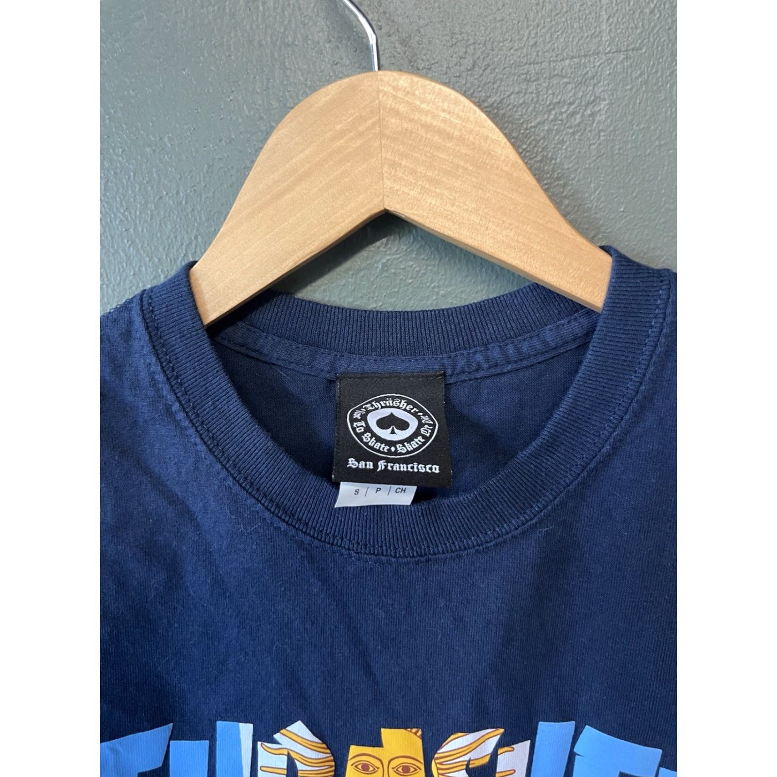 Thrasher Thrasher T-Shirt Mens Blue Graphic Spellout Size S Small Short Sleeve Men Size US S / EU 44-46 / 1 - 3 Thumbnail