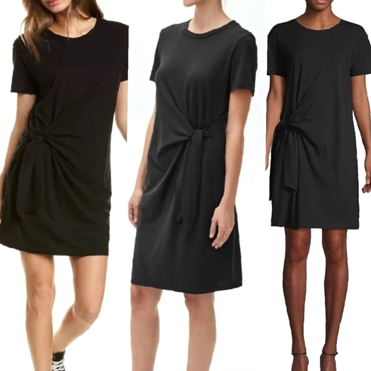 Vince Vince Side-Tie Cotton Dress Short Sleeve Black T-Shirt Dress Mini XS Women Casual Style Size XS / US 0-2 / IT 36-38 - 7 Thumbnail