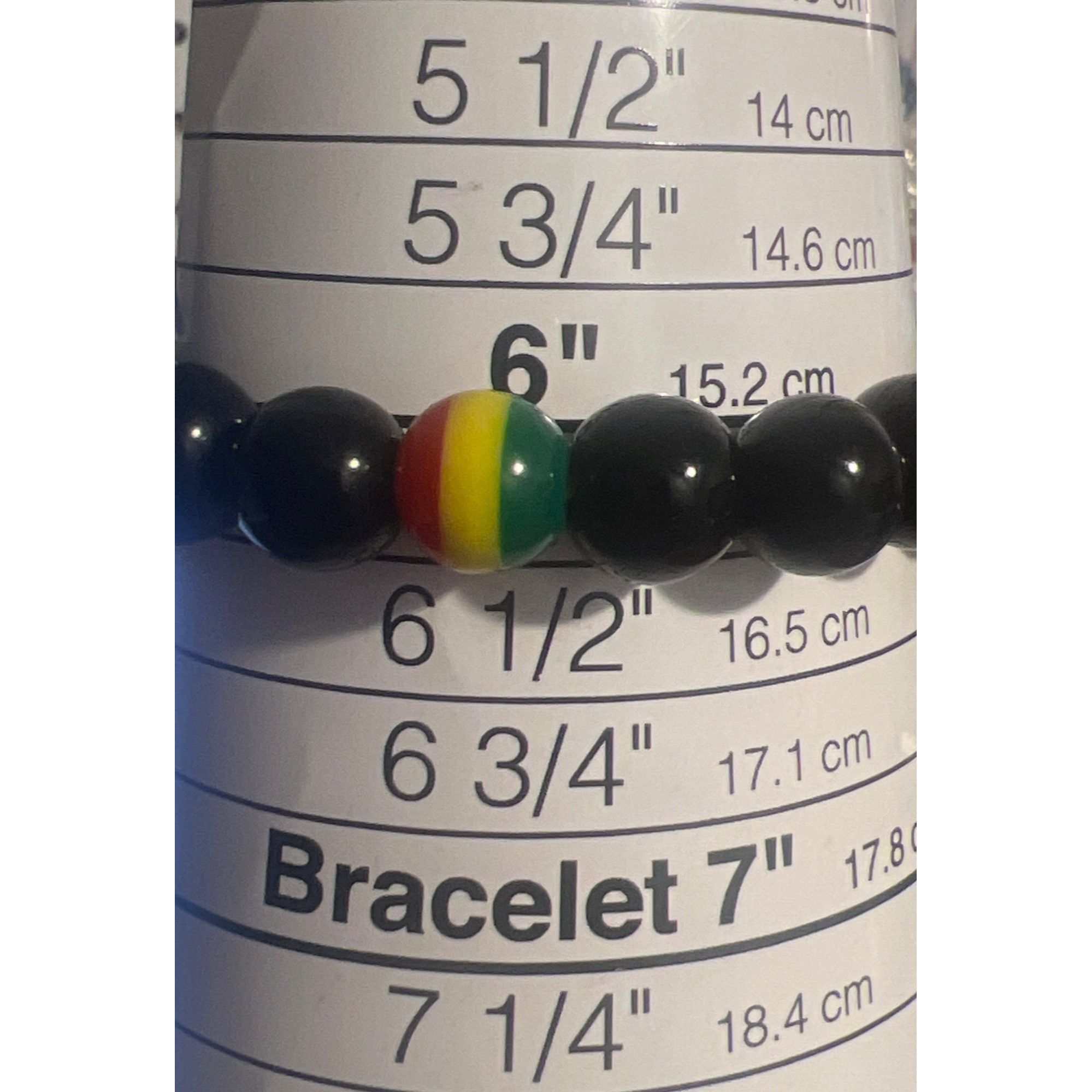 Other Glass Bead Rasta Stretch Bracelet Black Red Yellow Green 22. Size ONE SIZE - 4 Thumbnail