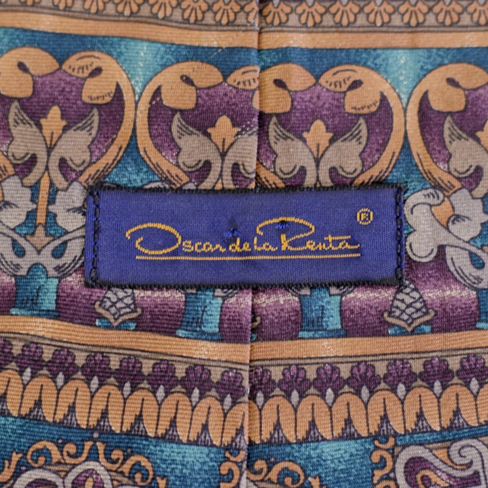 Oscar De La Renta Oscar De La Renta Teal Orange Maroon Baroque Print Wide Silk Size ONE SIZE - 3 Thumbnail