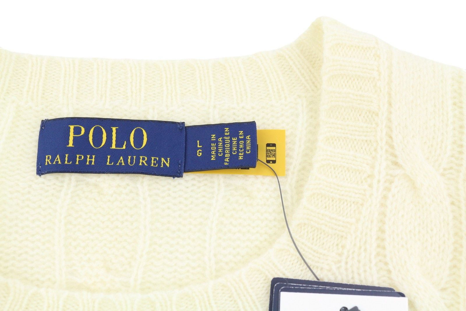 Cream L Wool Cashmere Cable Knit Pullover 86928