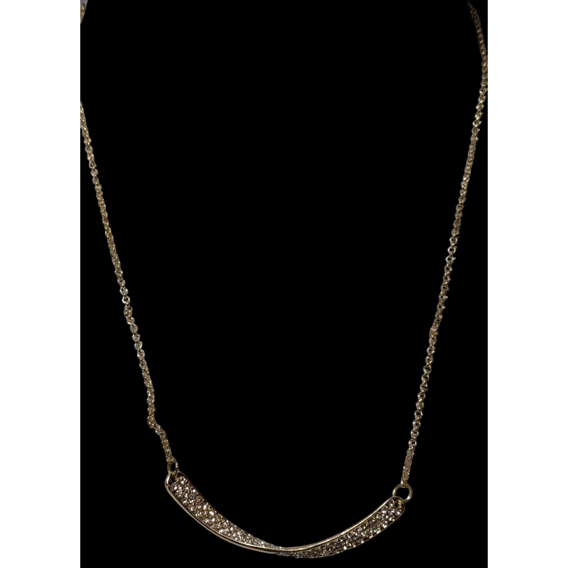 Other Sparkly Glam Gold Rhinestone Twisted Bar Necklace Size ONE SIZE - 3 Thumbnail