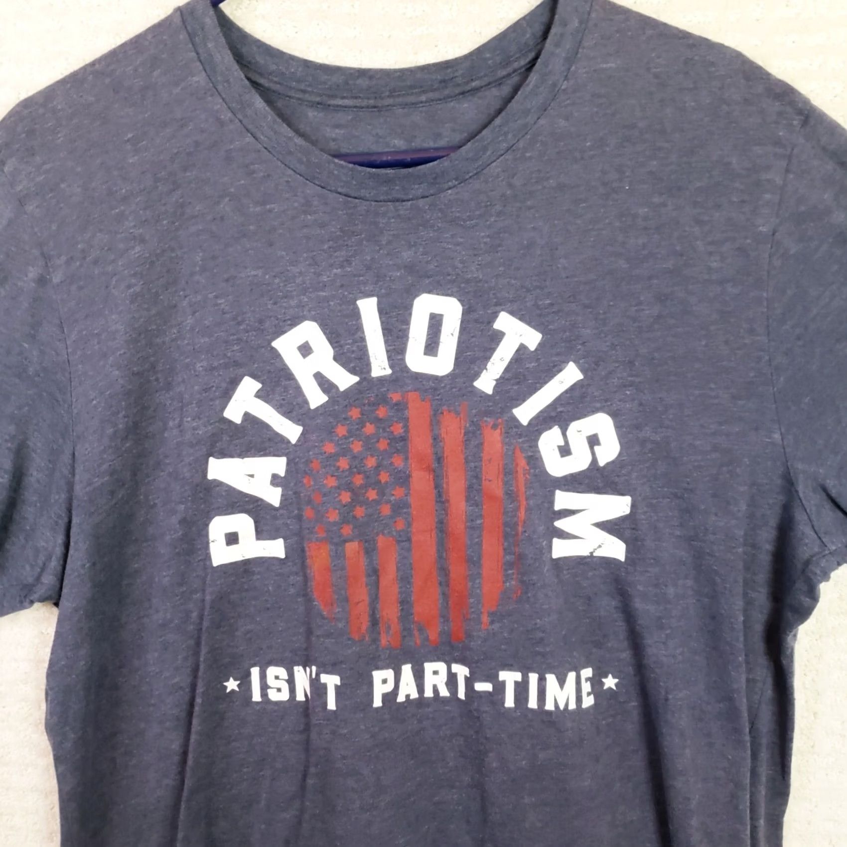 Vintage Nine Line Apparel Shirt Mens L Blue Short Sleeve Patriotism Isn't Part Time Flag USA Patriot Military 90s? Size US L / EU 52-54 / 3 - 2 Thumbnail