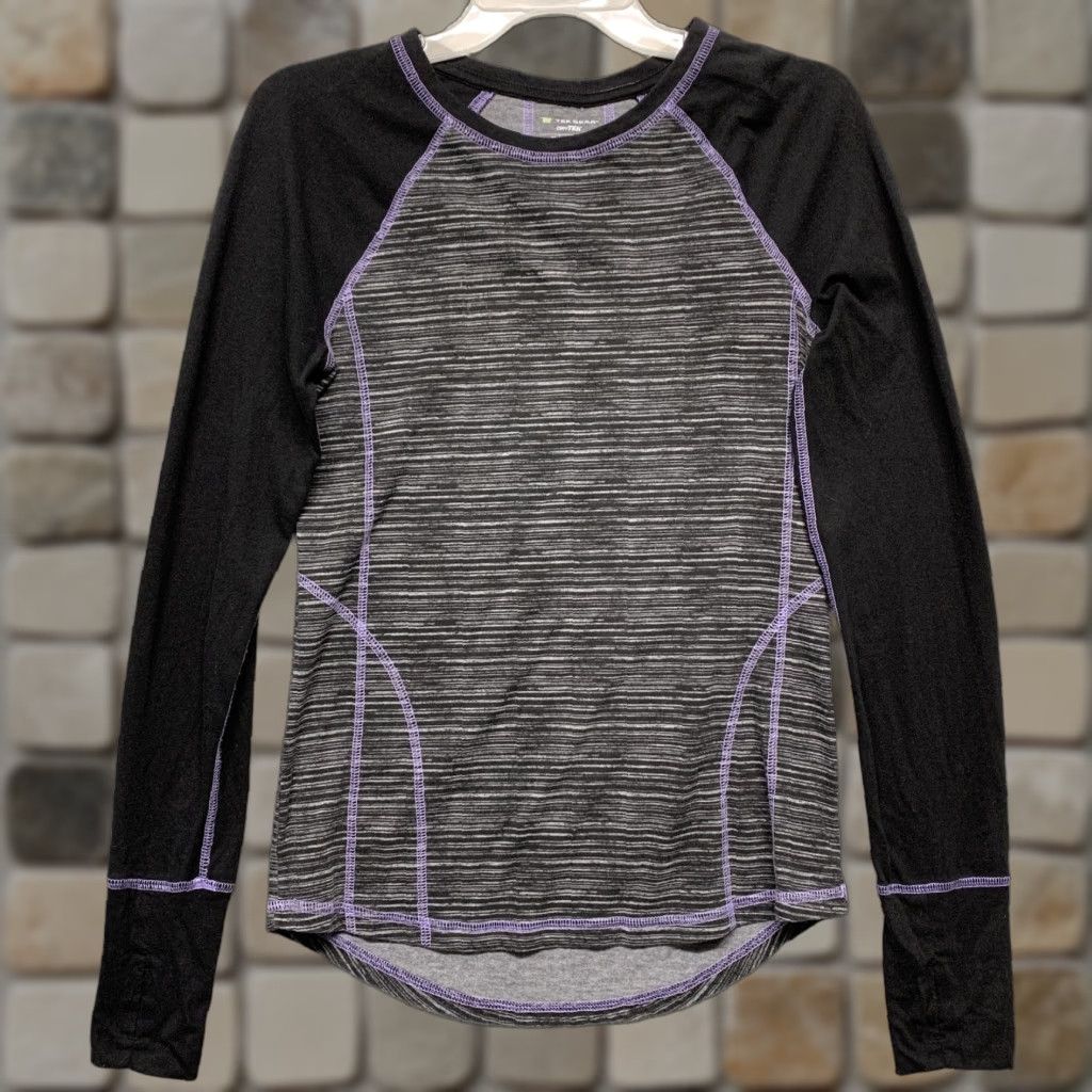 Tek Gear Tek Gear Dry Tek Athletic Top Womens XS Black Purple Heather Gray Long Sleeve Shirt Size XS / US 0-2 / IT 36-38 - 1 Thumbnail