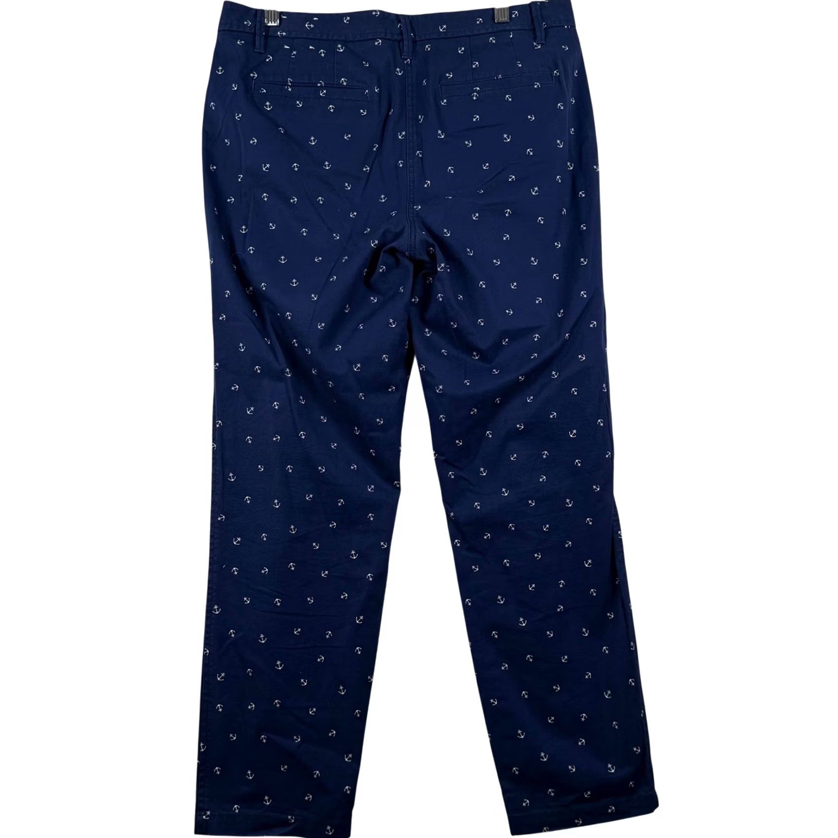 Talbots Talbots Womens 8 Relaxed Chino Pants Navy Blue Anchor Print Nautical Preppy Size 30" / US 8 / IT 44 - 2 Thumbnail