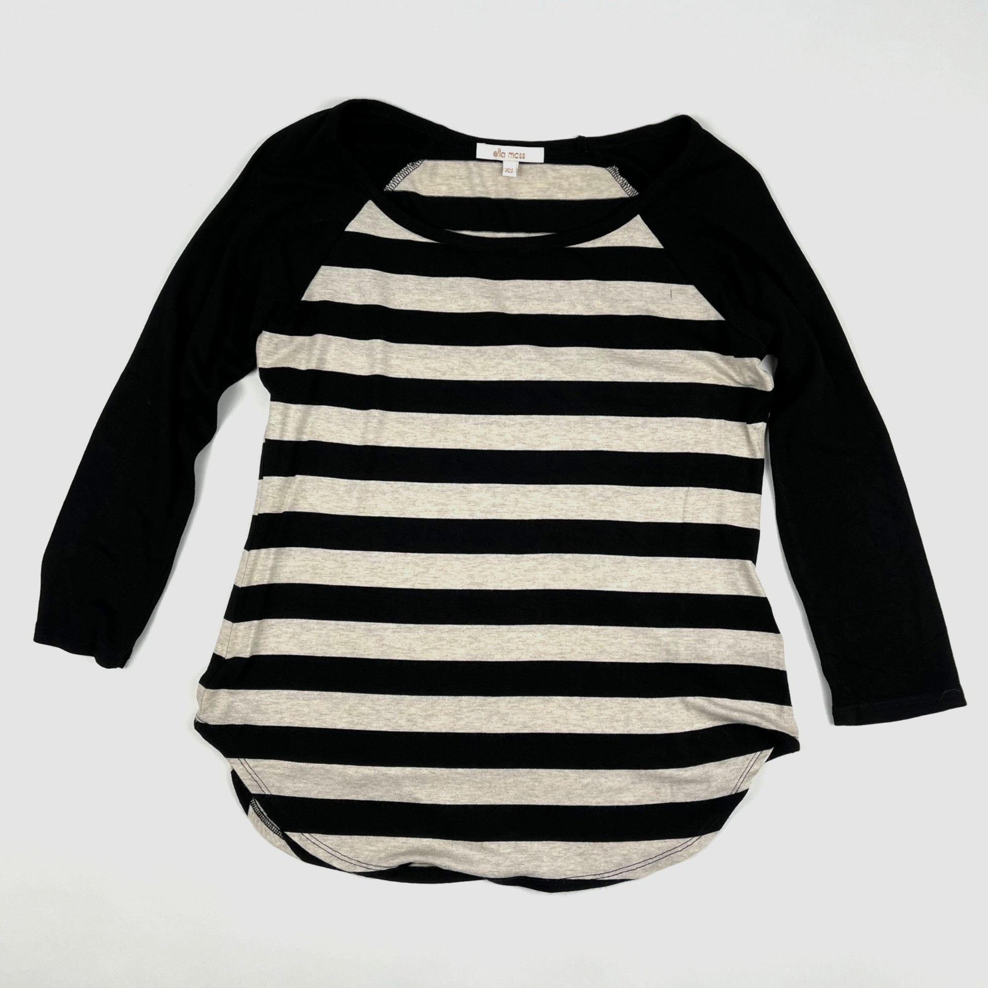 Other Ella Moss 3/4-Sleeve Striped Knit Top Scoop-Neck Casual Blac Size XS / US 0-2 / IT 36-38 - 1 Thumbnail