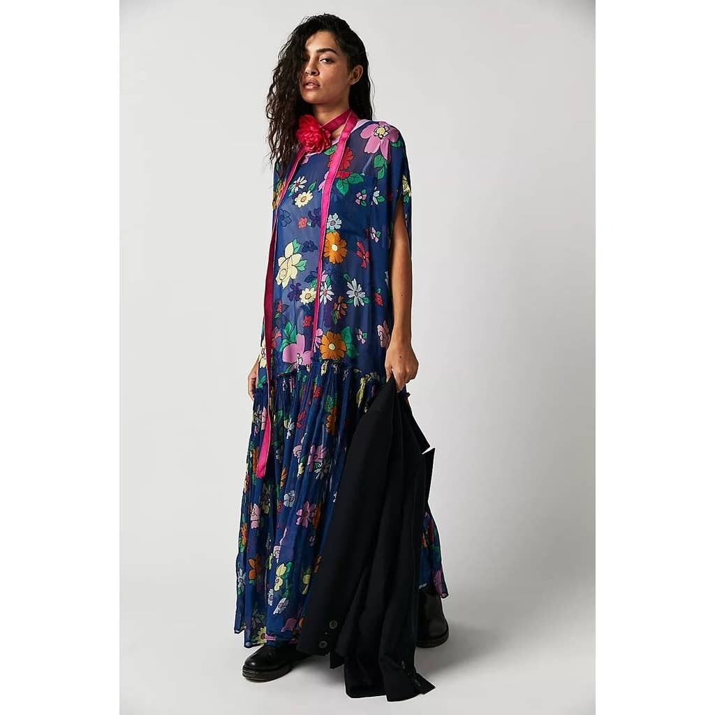 Free People New Free People Mina Retro Floral Maxi Dress Chiffon $298 XS Size XS / US 0-2 / IT 36-38 - 1 Thumbnail