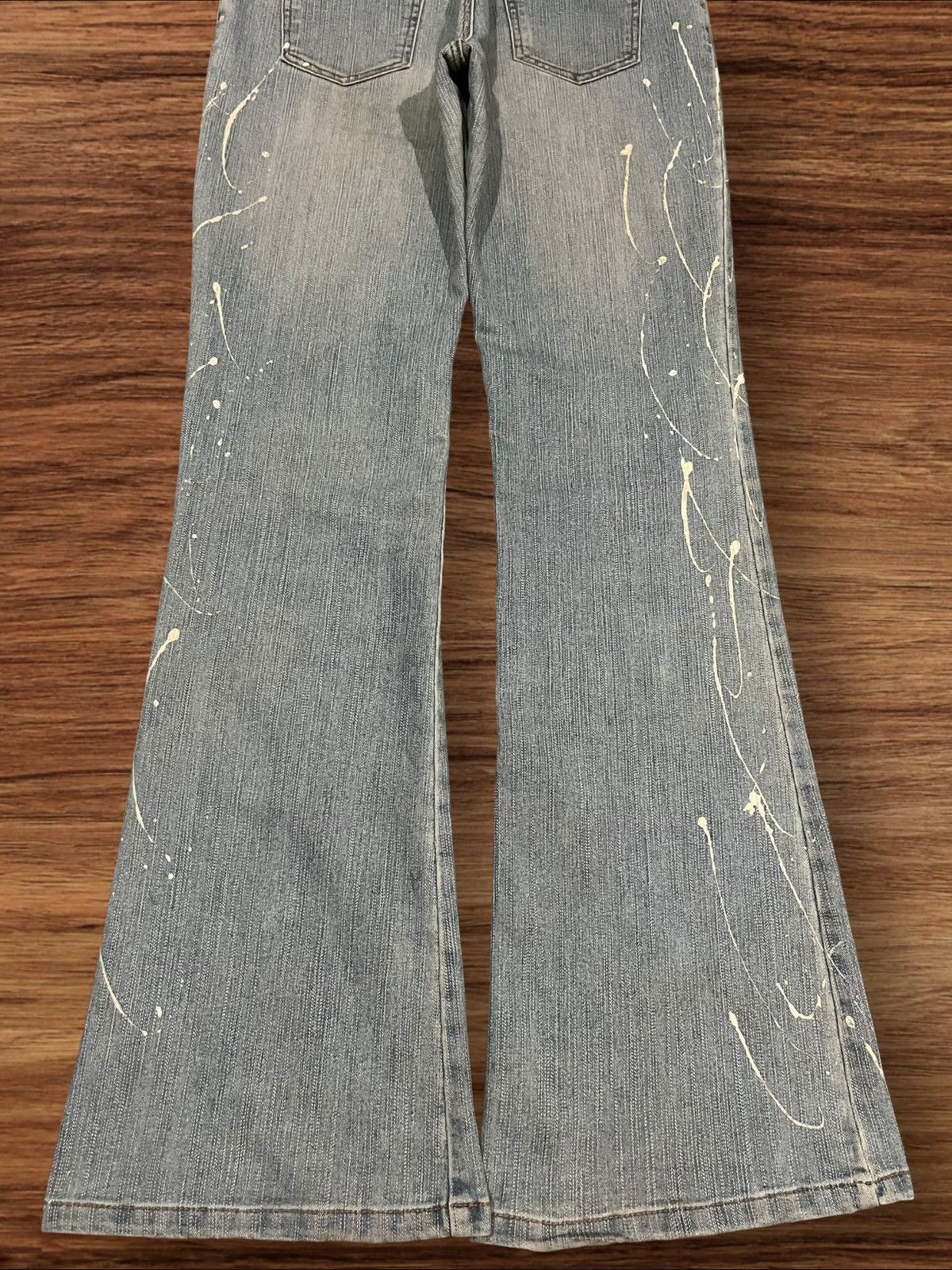 Hysteric Glamour × Japanese Brand × Tornado Mart Japanese Brand Paint Splattered Blue Wash Retro Flare Jeans Size US 29 - 9 Thumbnail