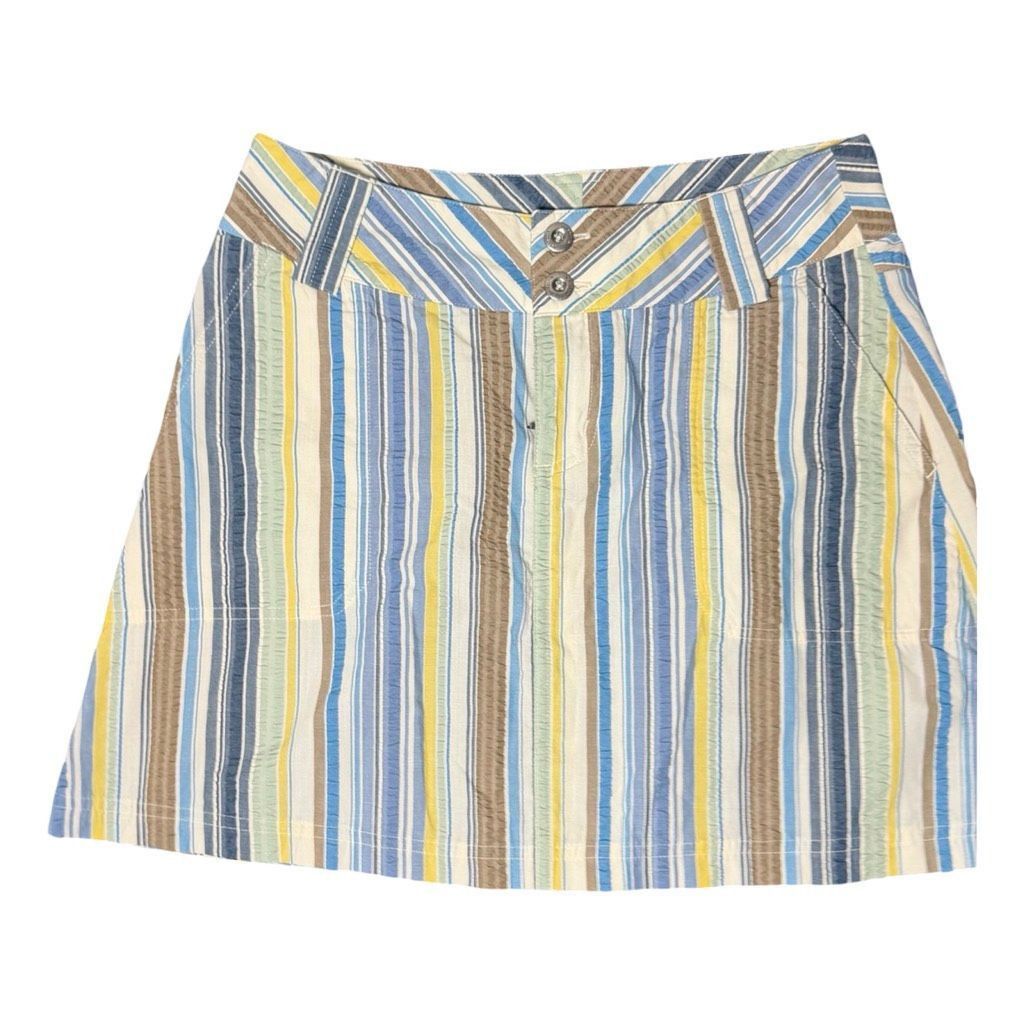 Patagonia Patagonia Women’s Striped Mini Skirt Size 2 Blue Yellow Cotton Casual Size 26" / US 2 / IT 38 - 2 Thumbnail