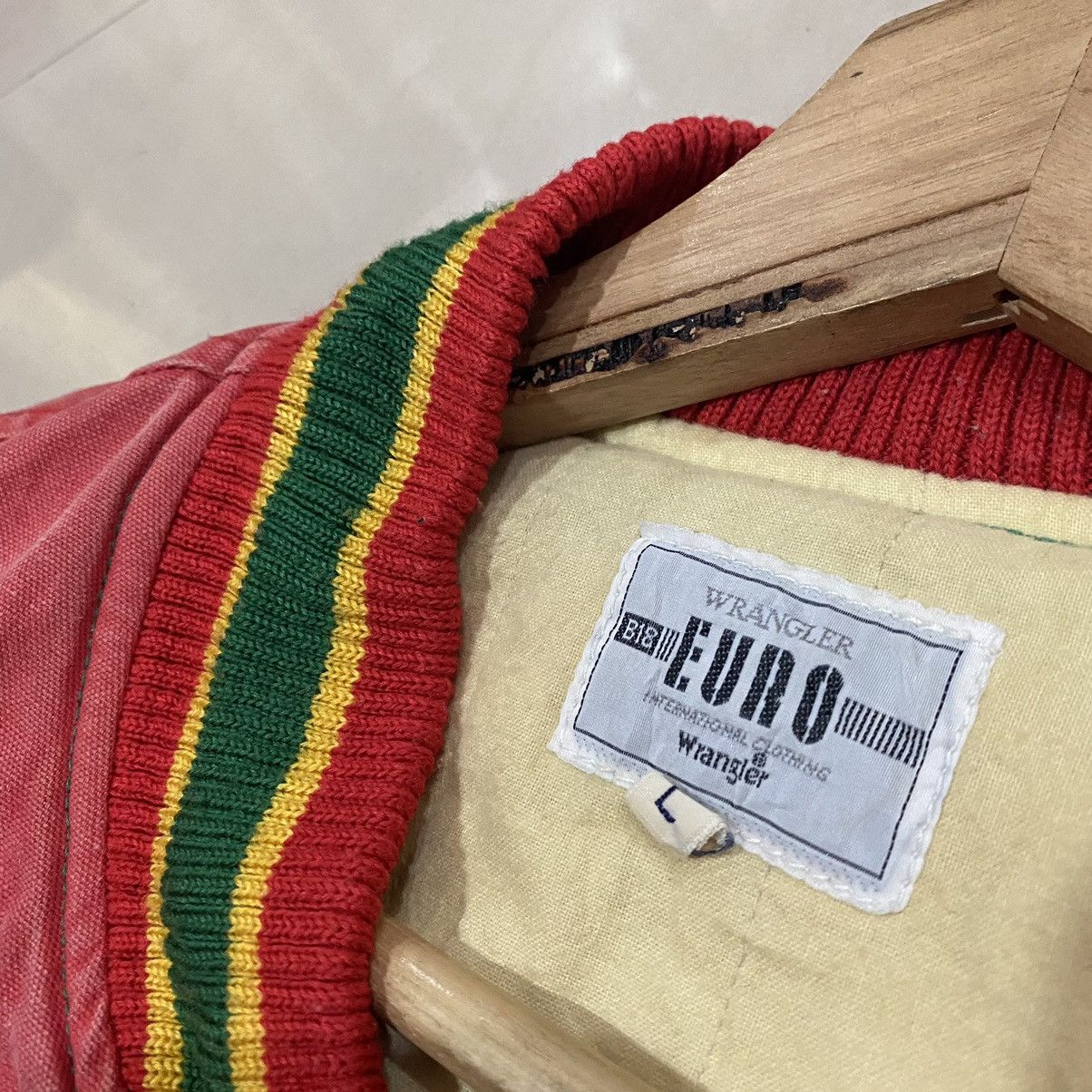 Vintage × Wrangler 🔥VINTAGE WRANGLER MULTICOLOUR RASTA VARSITY JACKET Size US L / EU 52-54 / 3 - 9 Thumbnail