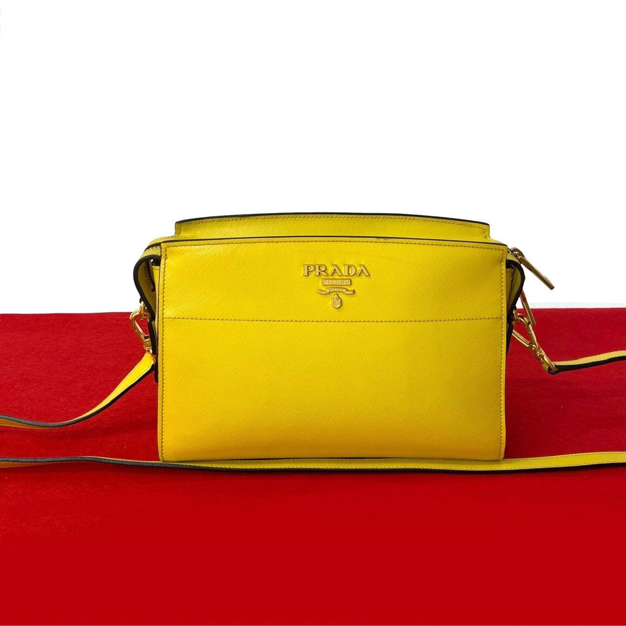 Prada Prada Shoulder Bag Yellow Leather Size ONE SIZE - 1 Thumbnail