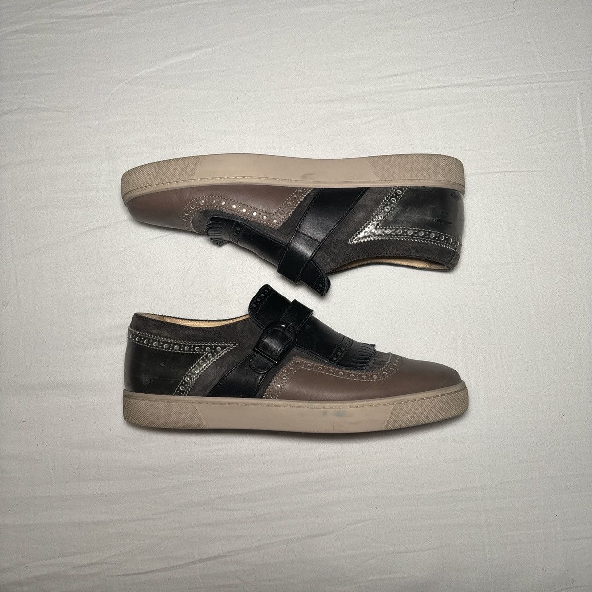 Christian Louboutin Christian Louboutin Kiltie Moc Sneakers Black Taupe Leather Size US 10 / EU 43 - 3 Thumbnail