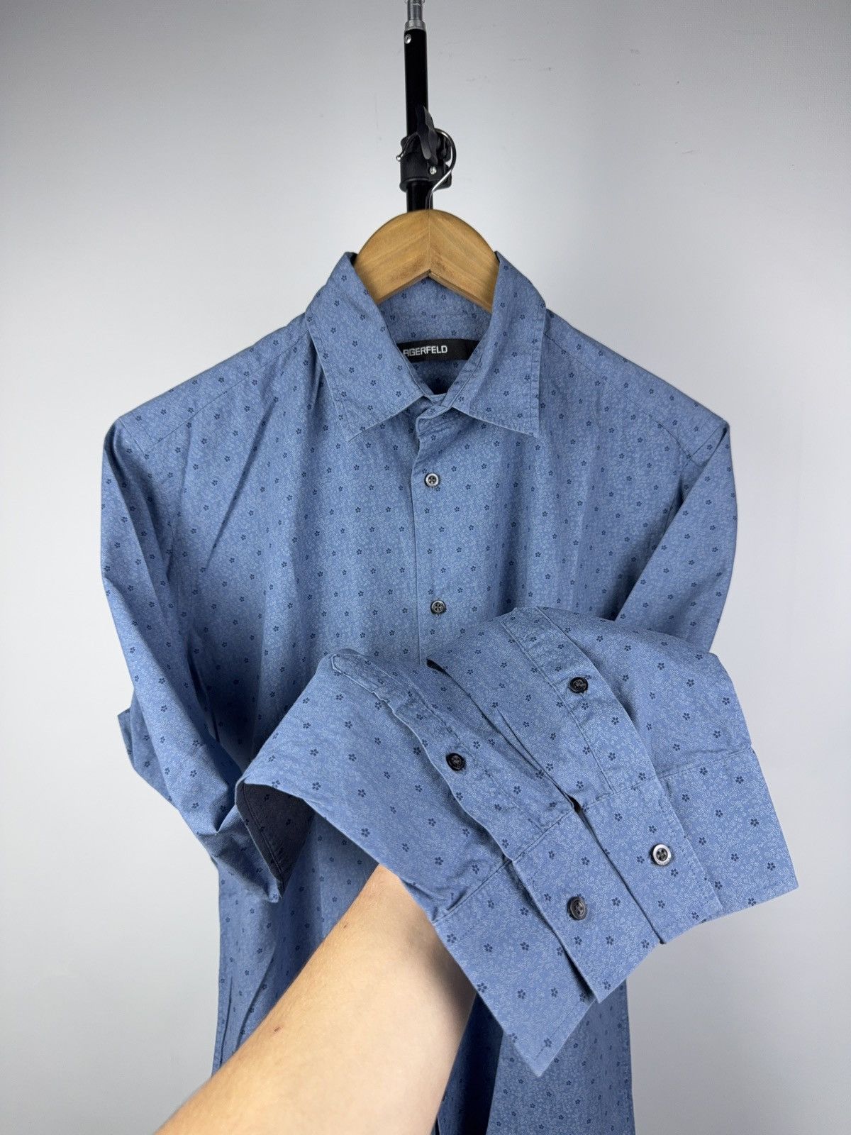 Karl Lagerfeld Karl Lagerfeld Blue Patterned Long Sleeve Shirt Size 40 / L Size US L / EU 52-54 / 3 - 8 Thumbnail