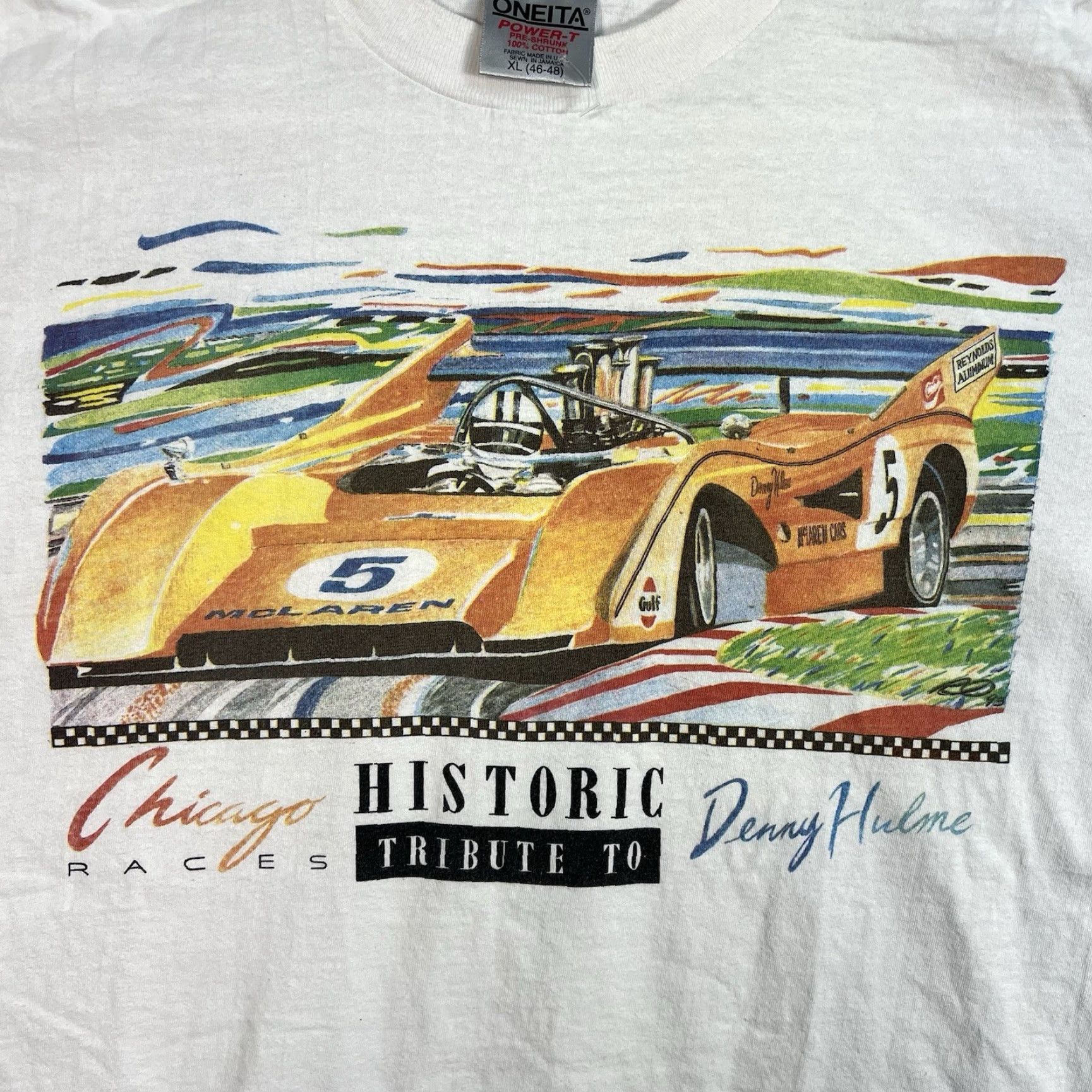 Vintage Vintage 90s McLaren M20 Denny Hulme Historic Racing T Shirt Adult XL White Mens Size US XL / EU 56 / 4 - 4 Thumbnail