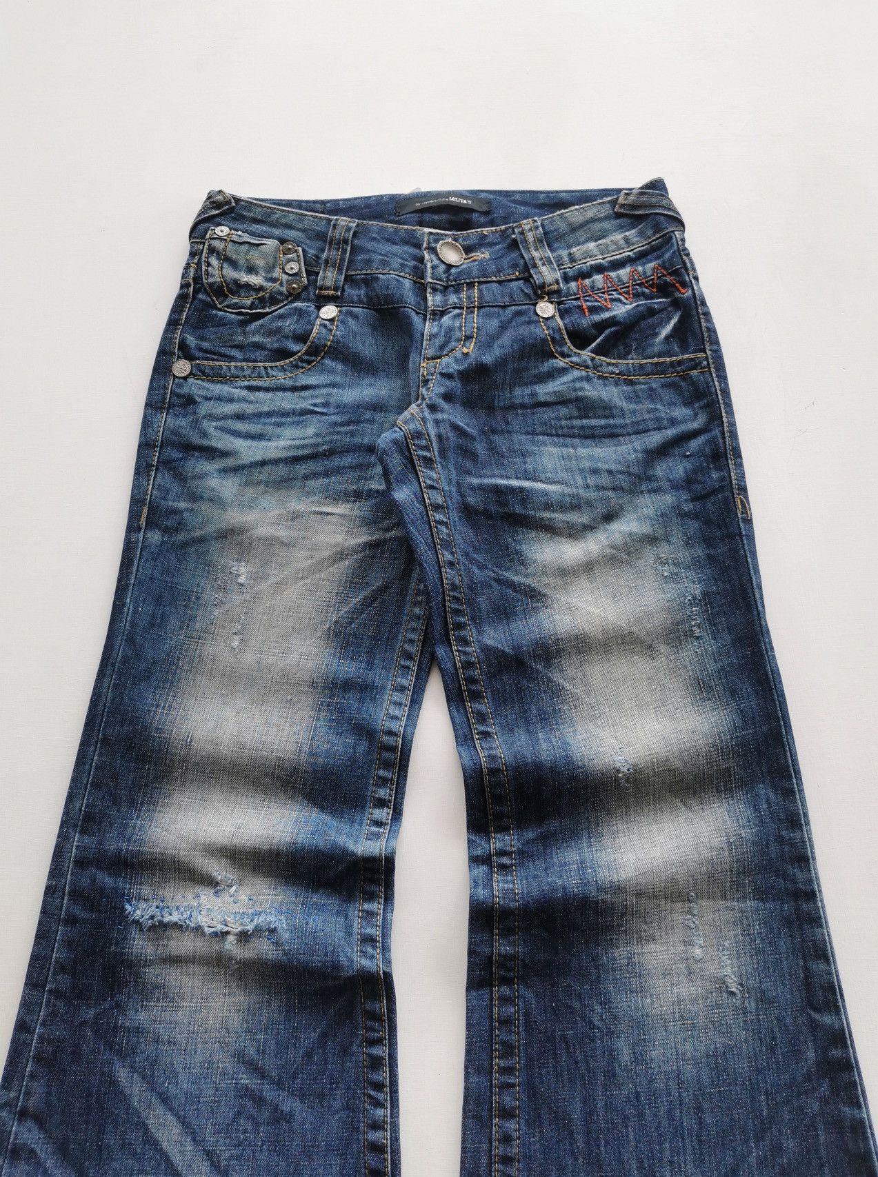 Kapital Wide Flare Lolita Distressed Denim Jeans Size 29" - 3 Thumbnail