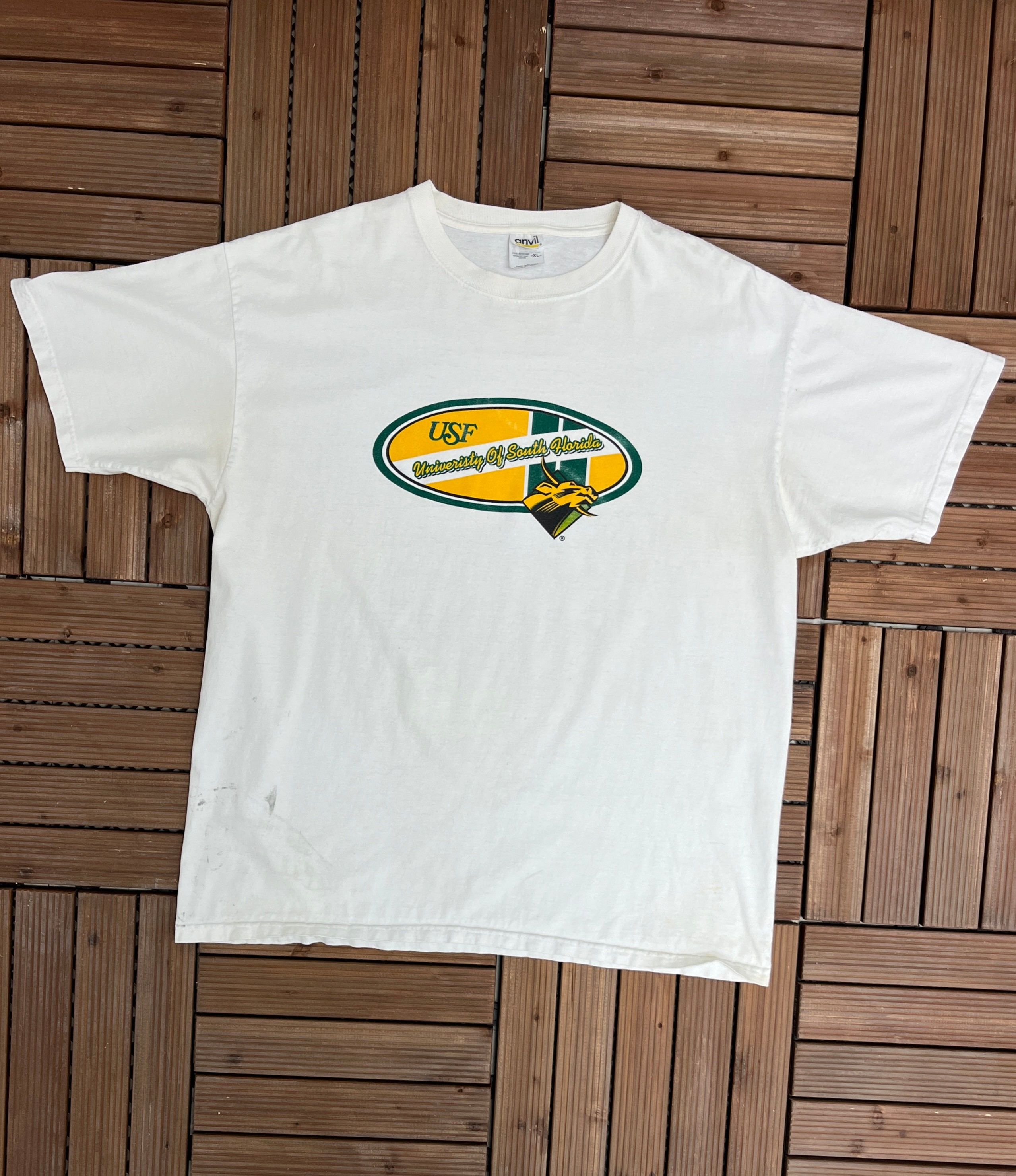 Vintage University of South Florida Bulls Vintage White T-Shirt Tee Size US XL / EU 56 / 4 - 1 Thumbnail