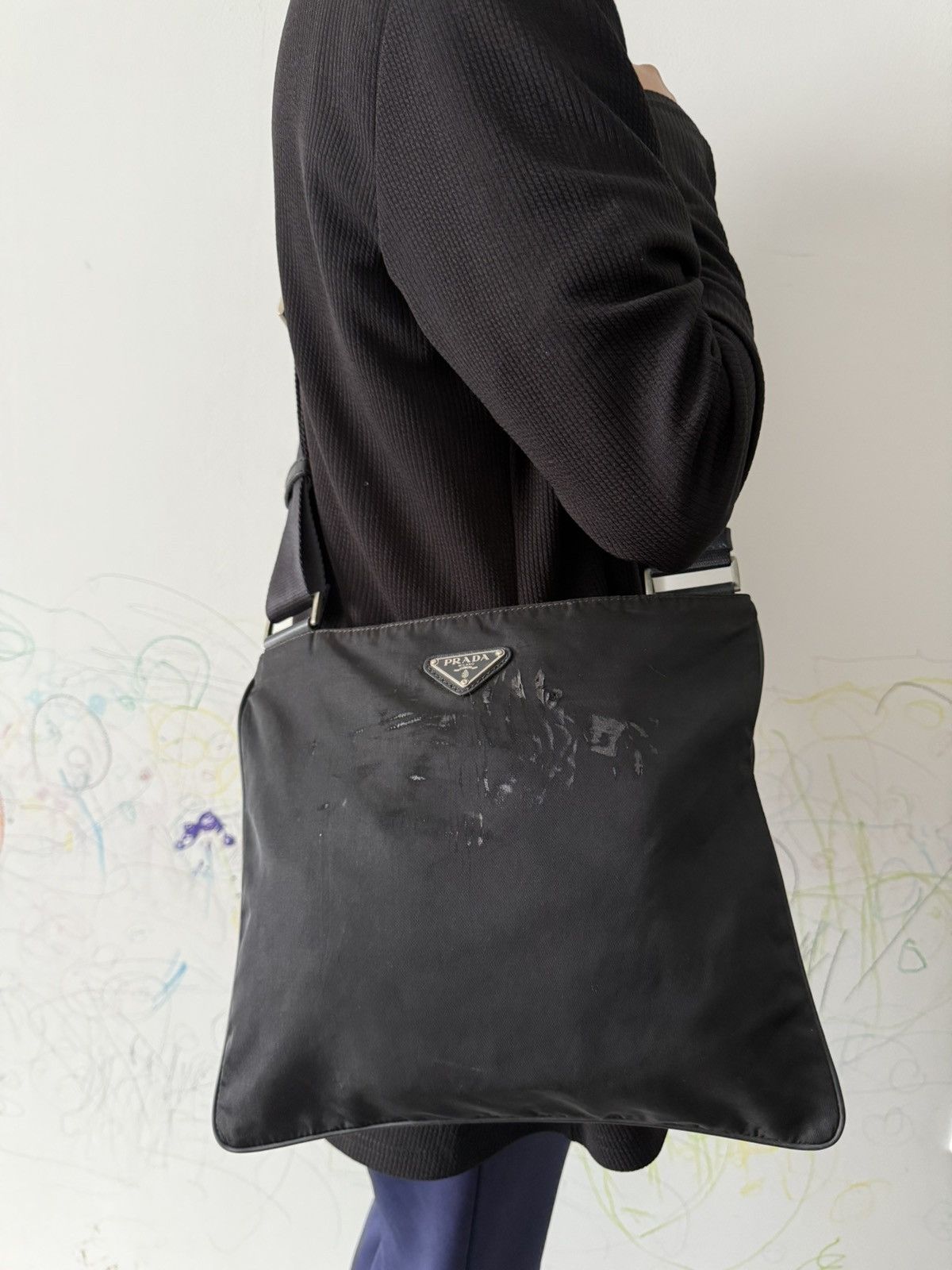 Prada Black Medium Sling Crossbody Bag, Men's