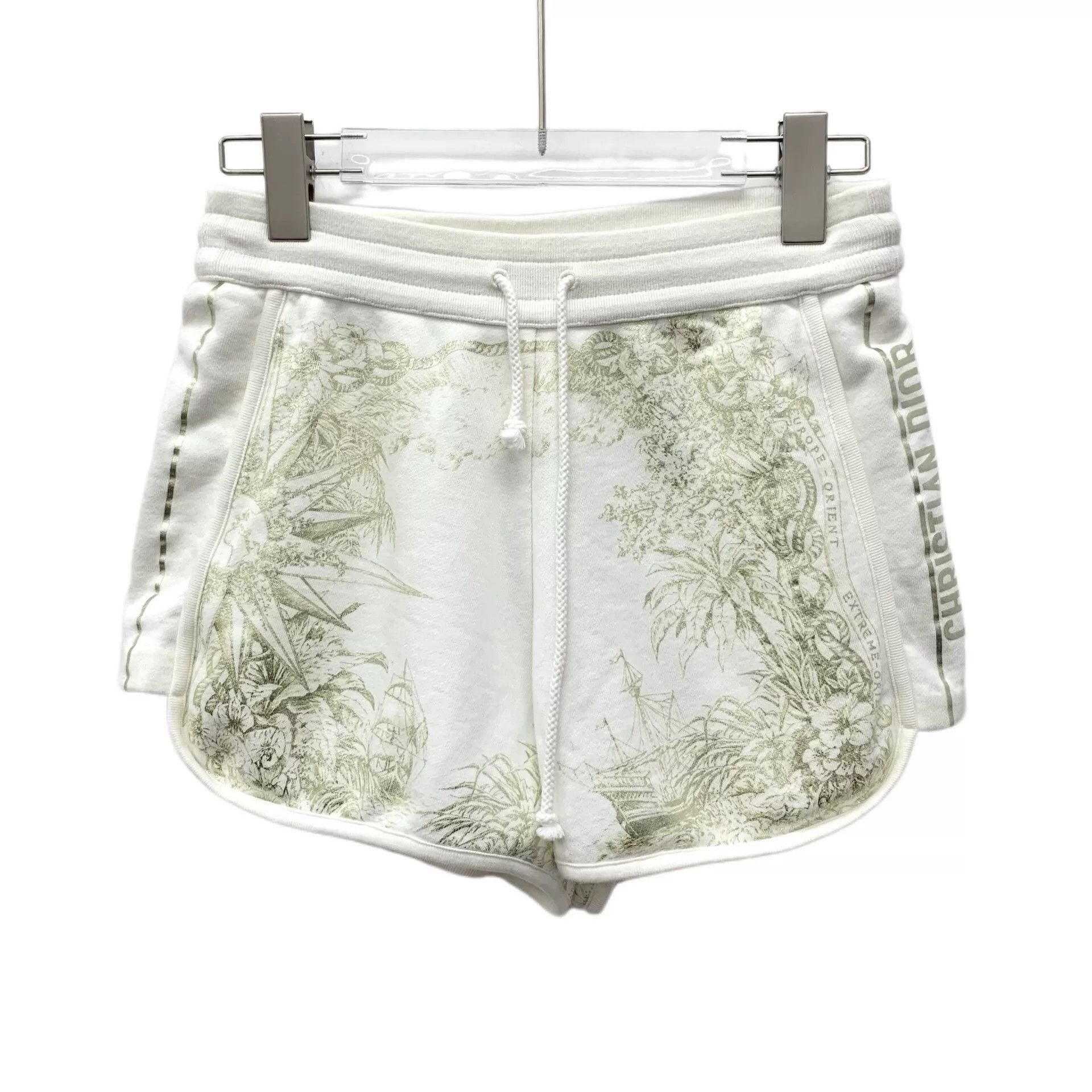 christian dior white animal print shorts