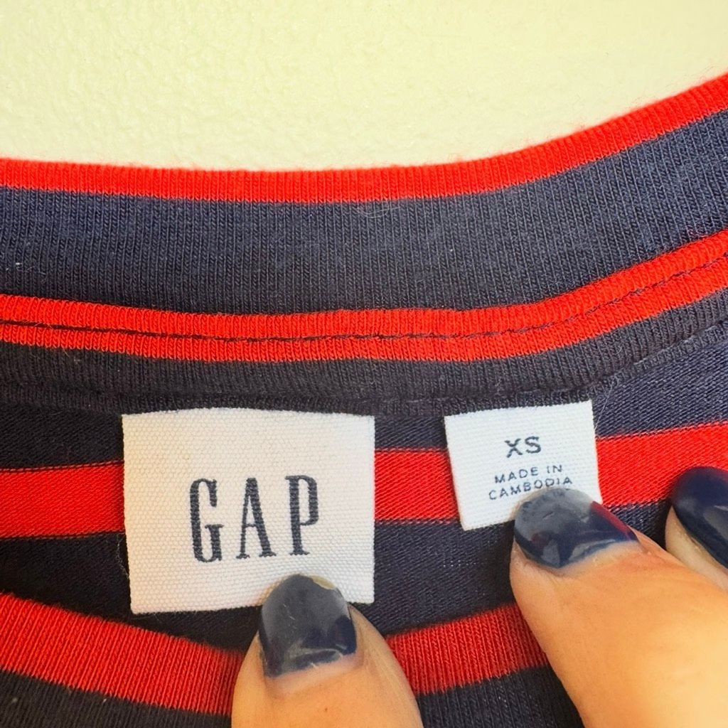Gap GAP Red & Navy Striped Twist-Front Dress XS Size XS / US 0-2 / IT 36-38 - 4 Thumbnail