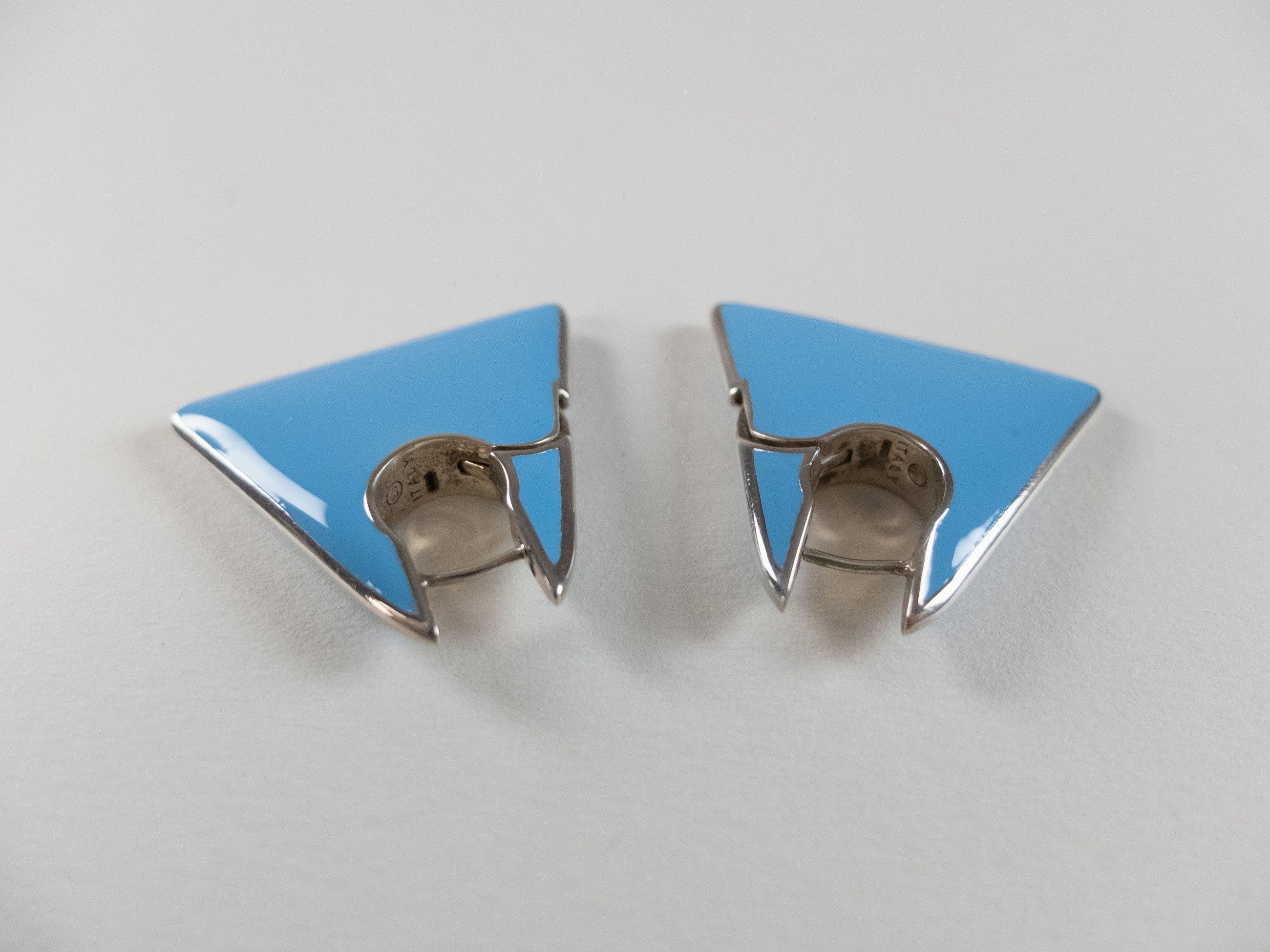 Bottega Veneta BOTTEGA VENETA blue Triangle enamel Sterling silver earrings Size ONE SIZE - 4 Thumbnail