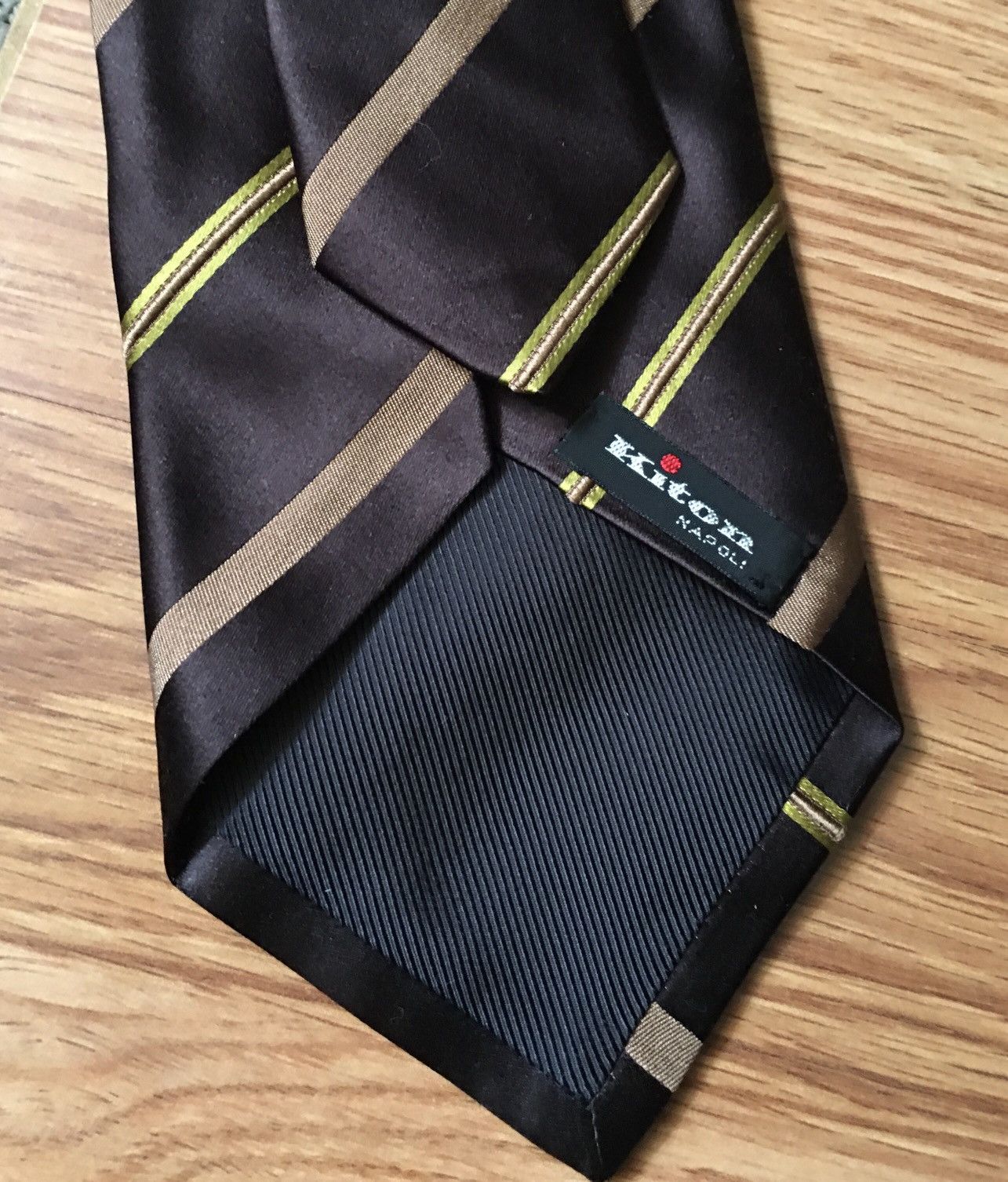 Kiton Kiton Napoli Brown Striped Silk Mens Neck Tie Size ONE SIZE - 3 Thumbnail
