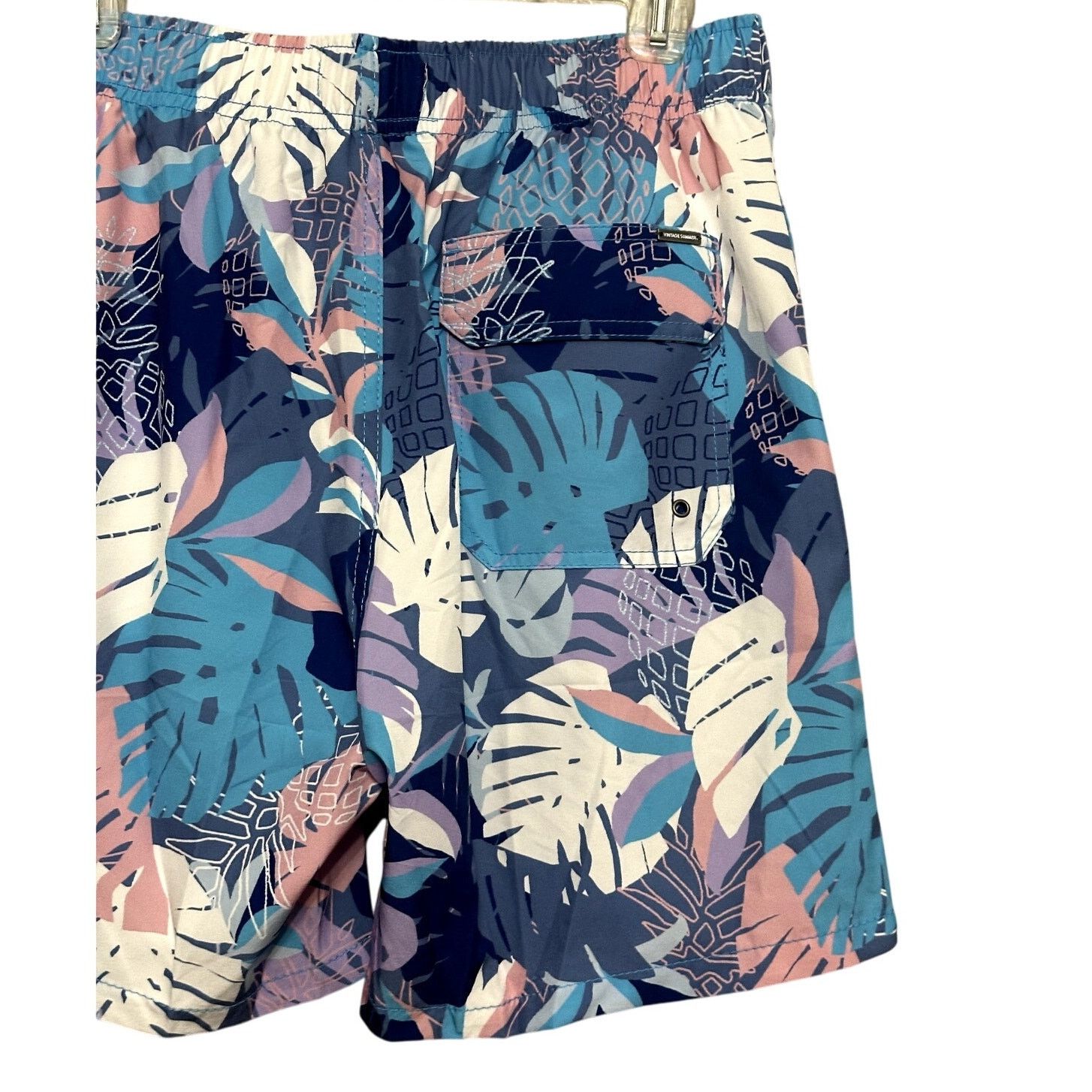 Other Vintage Swim Mens Multi Leaf Print Drawstring Swim Trunks XL Size US 34 / EU 50 - 6 Thumbnail