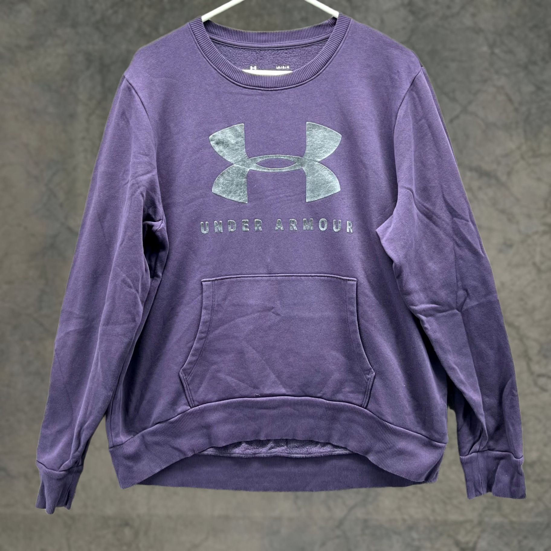 Under Armour Under Armour Pullover Sweatshirt Mens Large Purple Crewneck Fleece Logo Pocket Sweatshirt All Seasons Fall Winter Spring Summer Regular Mens Size US L / EU 52-54 / 3 - 1 Thumbnail