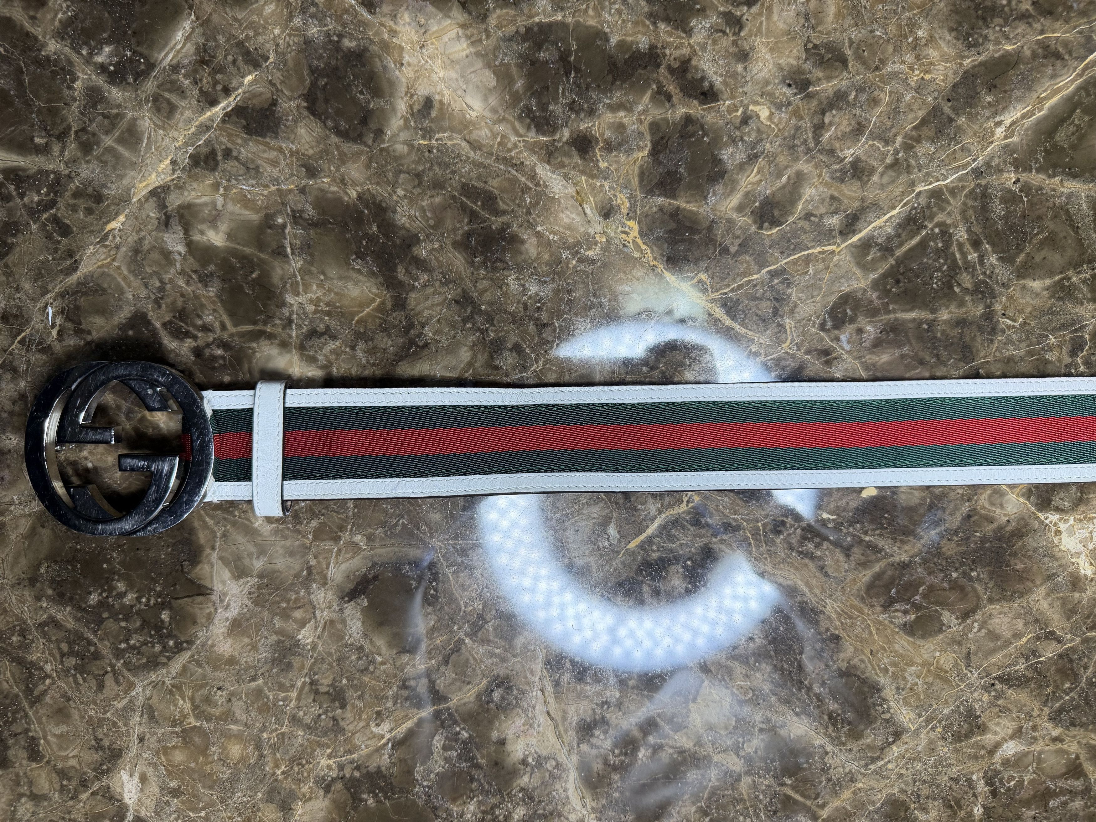 Gucci Gucci Interlocking G Belt, Stripes: White/Red/Green Size 36 - 7 Thumbnail
