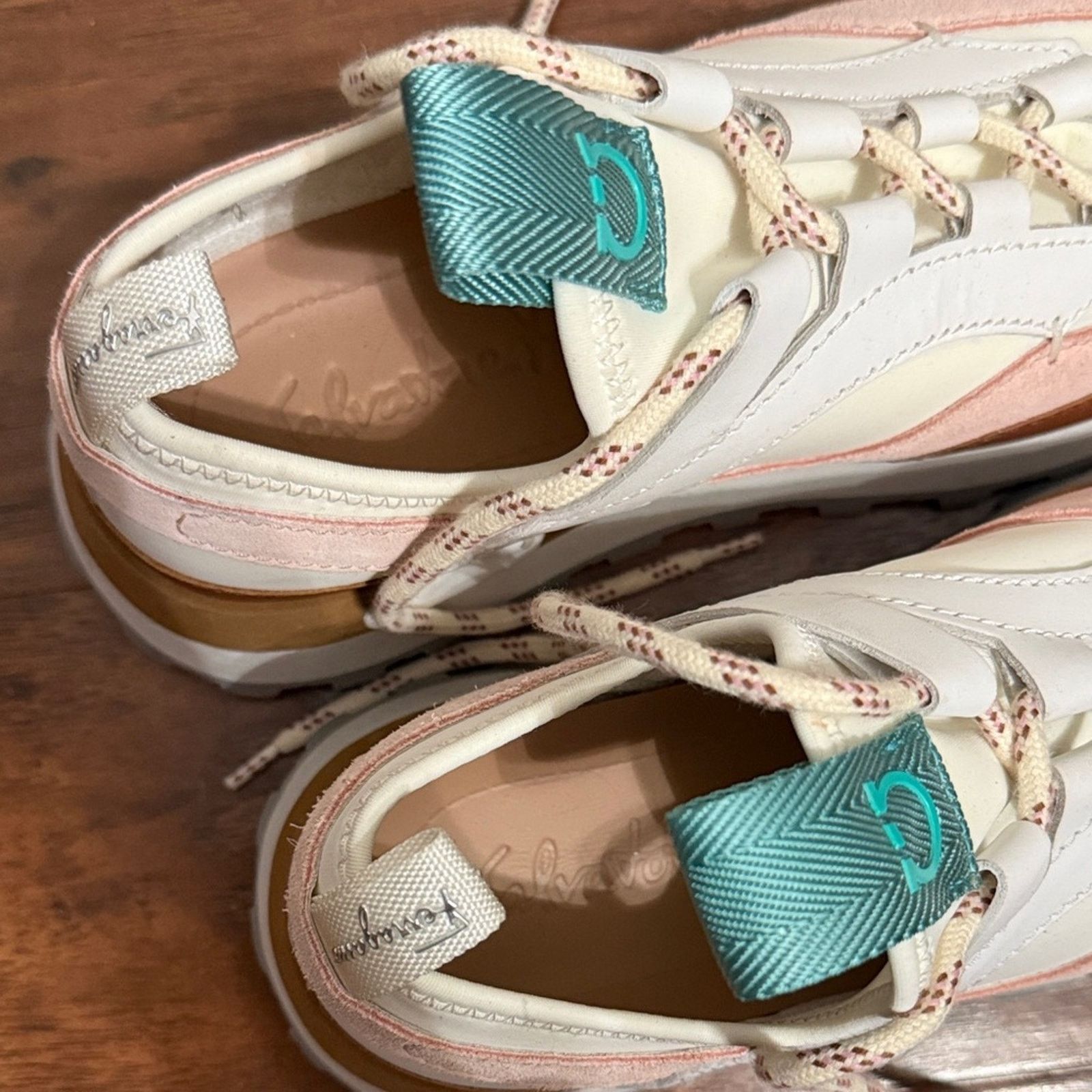 Salvatore Ferragamo Salvatore Ferragamo Indy Bianco Leather Suede Chunky Sneaker Size US 6 / IT 36 - 6 Thumbnail