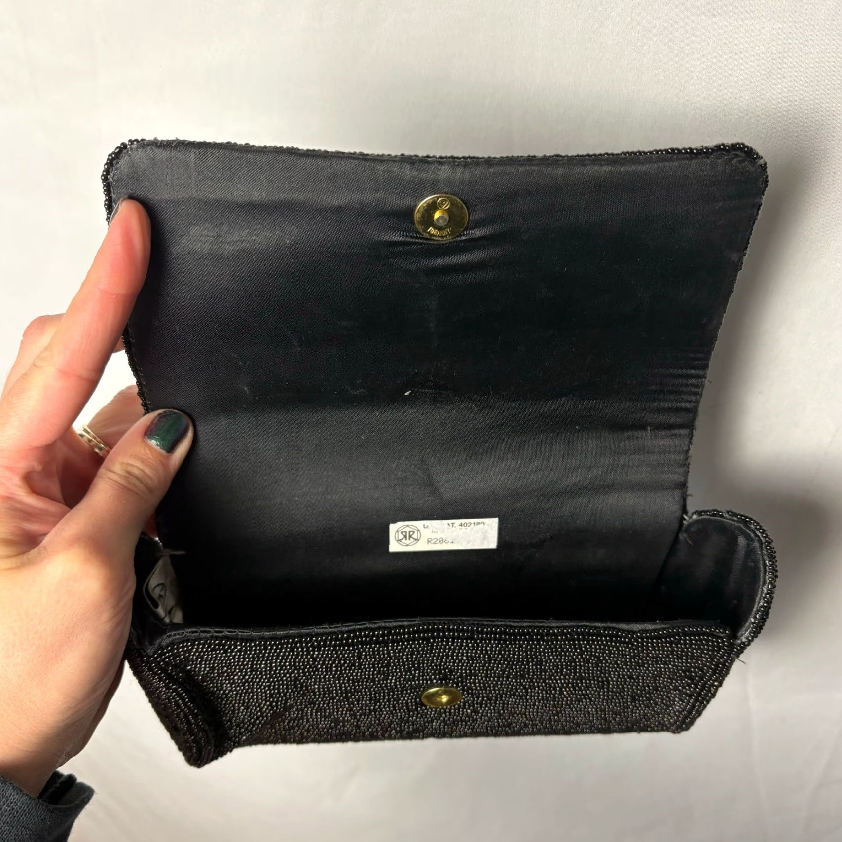 Vintage VINTAGE Lauren Alexandra Black Beaded Clutch Bag Purse Women, Black, Polyester, Clutch, 7" x 5.5" Size ONE SIZE - 5 Thumbnail