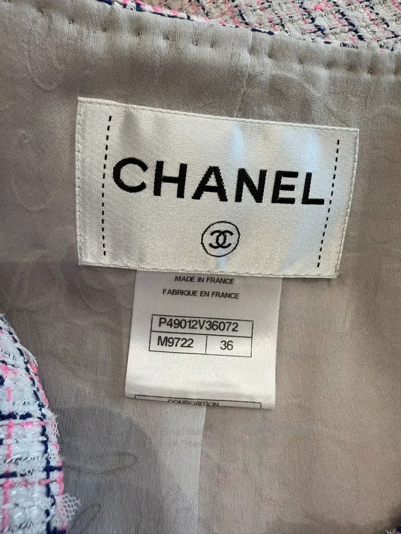 Chanel Chanel Light pink plaid tweed coat Size XS / US 0-2 / IT 36-38 - 5 Thumbnail
