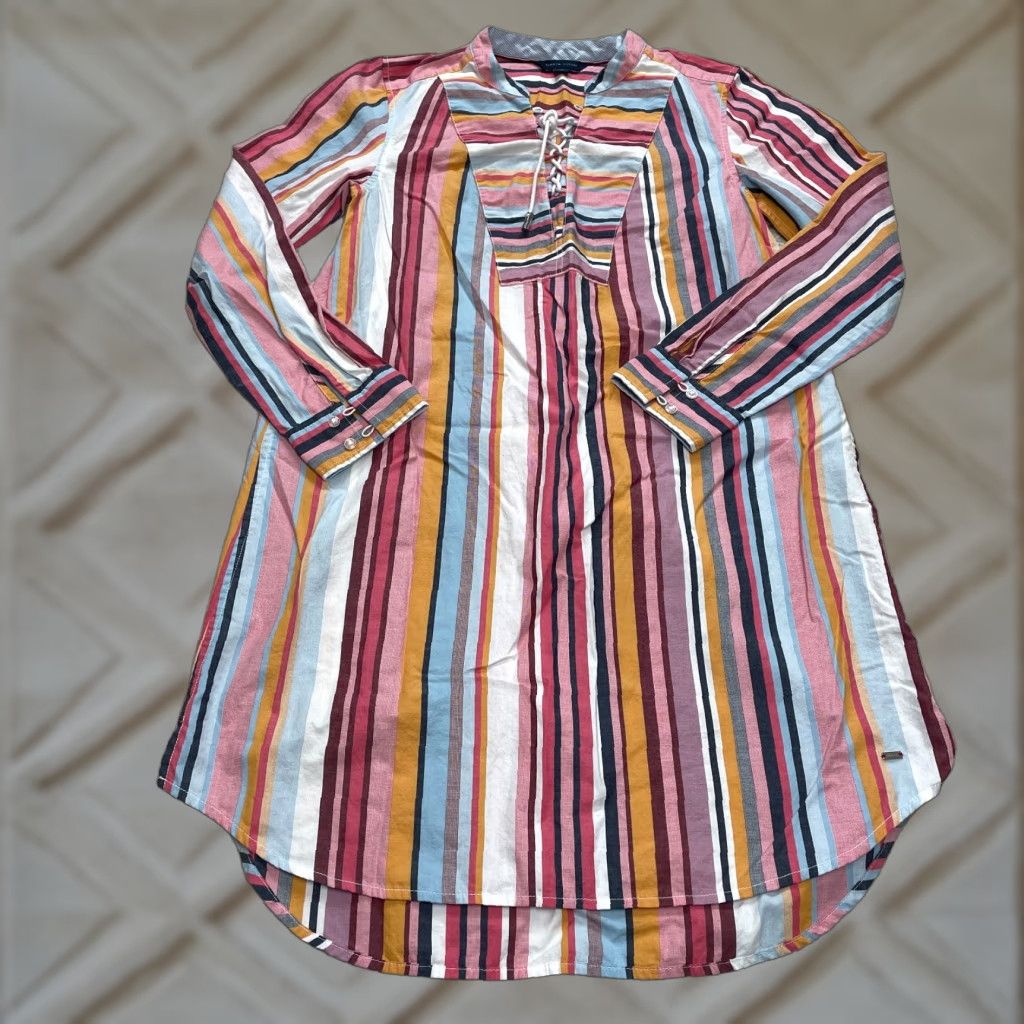 Tommy Hilfiger Tommy Hilfiger Tunic Shirt Dress Womens S Blue Striped Long Sleeve Knee Length Shirt Dress Size S / US 4 / IT 40 - 1 Thumbnail