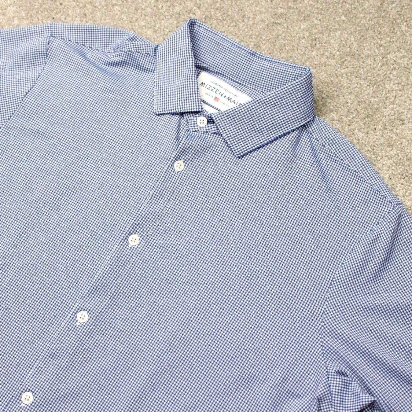 Mizzen+Main Mizzen+Main Shirt Mens XL Blue Check Spinnaker Trim Fit Stretch Long Sleeve Size US XL / EU 56 / 4 - 3 Thumbnail