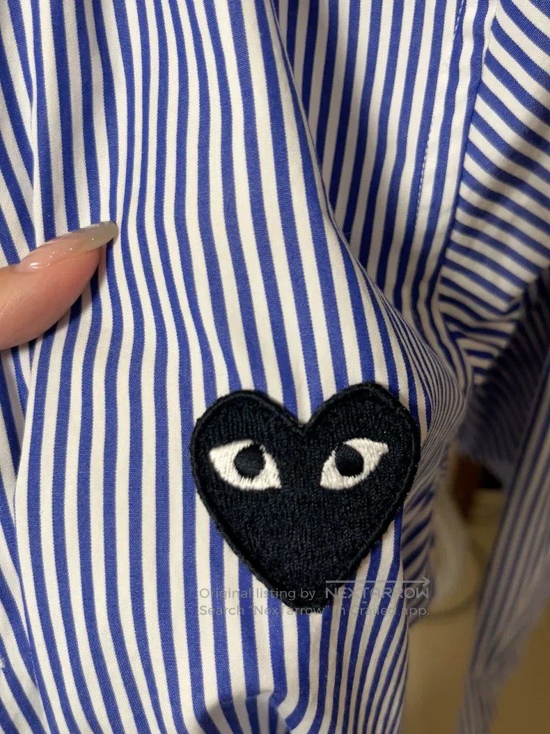 Comme des Garcons Comme Des Garcons Striped Shirt Blue Stripes Black Heart W Size M / US 6-8 / IT 42-44 - 4 Thumbnail