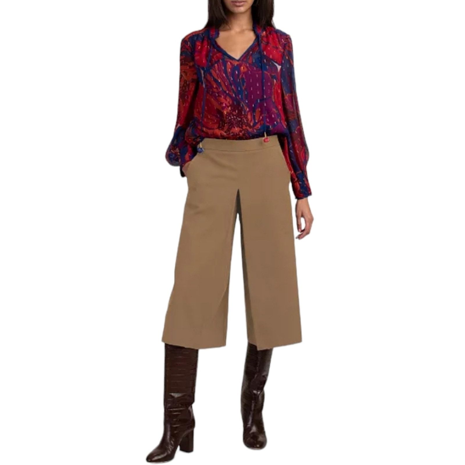 Trina Turk Trina Turk NWT Prizzi Knit Guacho Wide Leg Crop Pants 10 Size 32" / US 10 / IT 46 - 1 Thumbnail