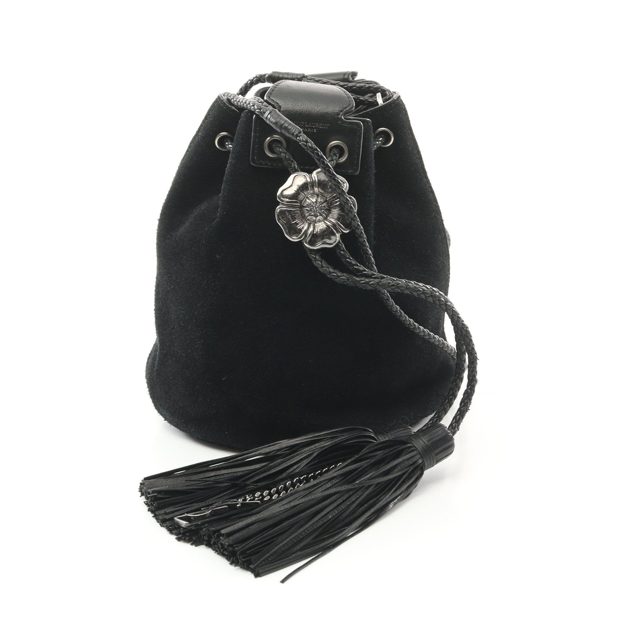 Yves Saint Laurent Yves Saint Laurent Shoulder Bag Suede Black Fringe Size ONE SIZE - 1 Thumbnail