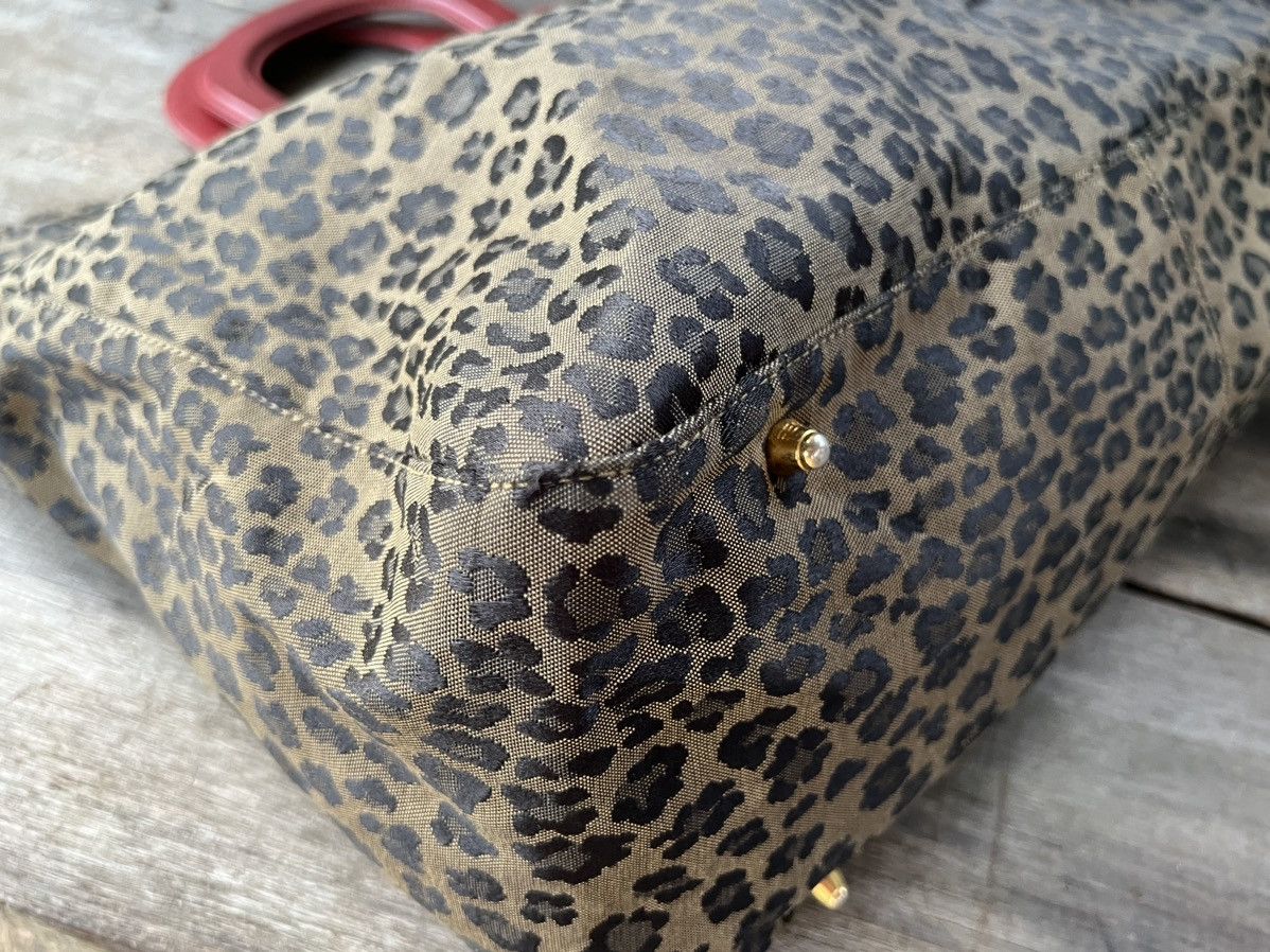 Fendi Vintage FENDI Leopard Hand Bag Nylon Leather Brown Red Size ONE SIZE - 12 Thumbnail