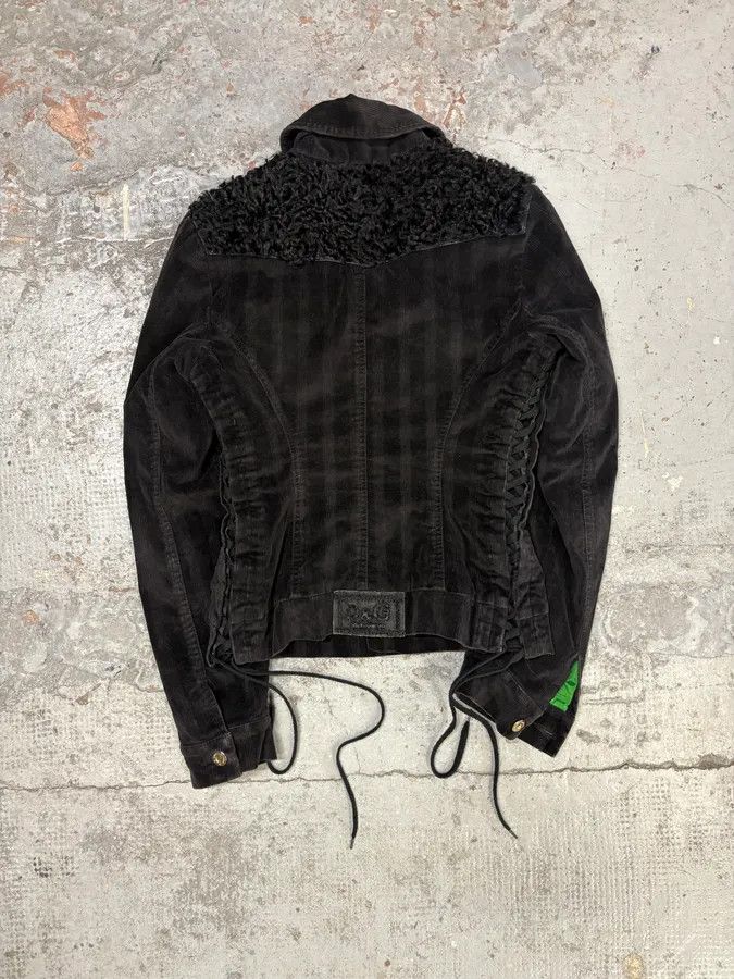 Dolce & Gabbana 2000s Dolce & Gabbana Black Corduroy Fur Jacket Size S / US 4 / IT 40 - 5 Thumbnail