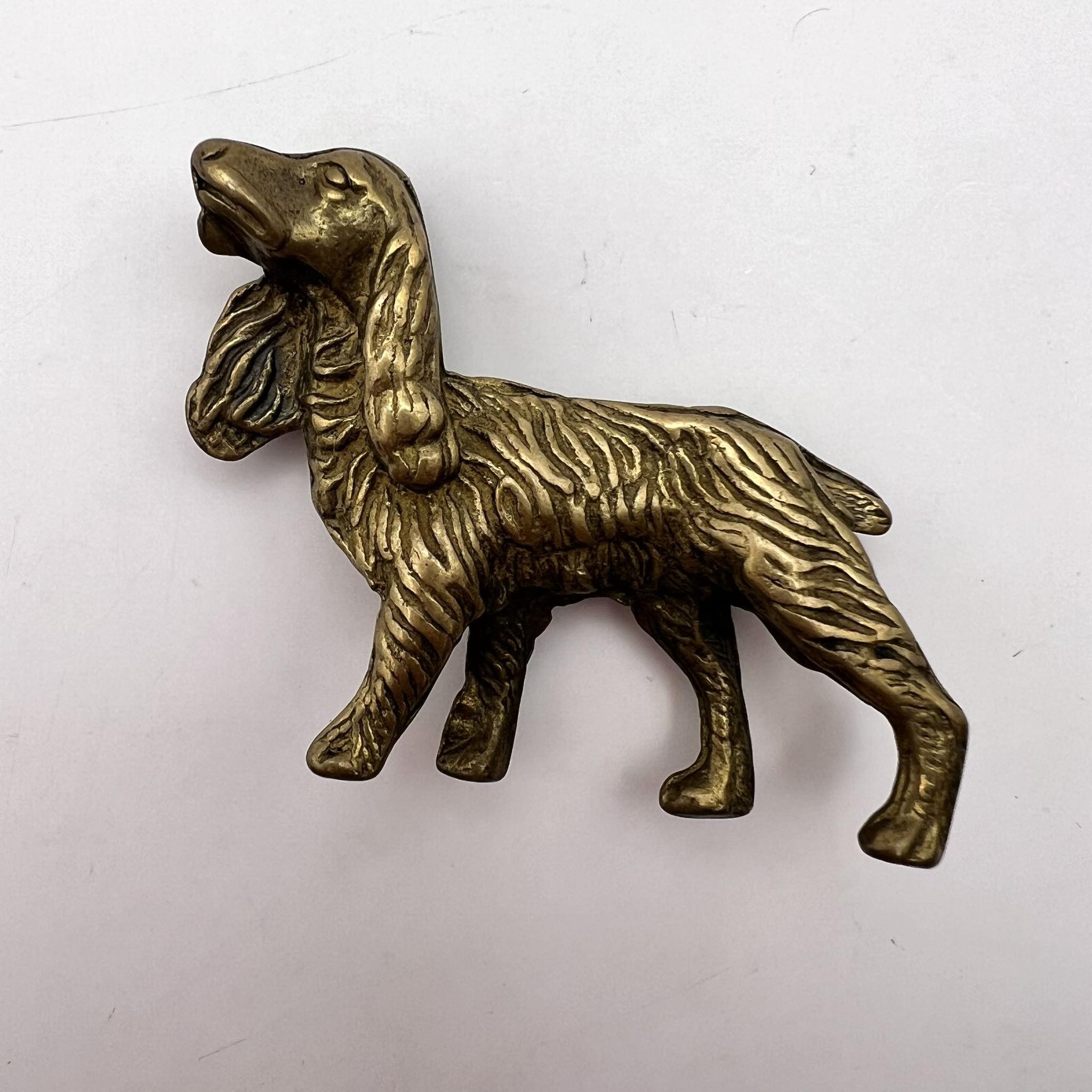 Vintage Two Miniature Vintage Bronze Brass Dogs figurine Signed Size ONE SIZE - 2 Thumbnail
