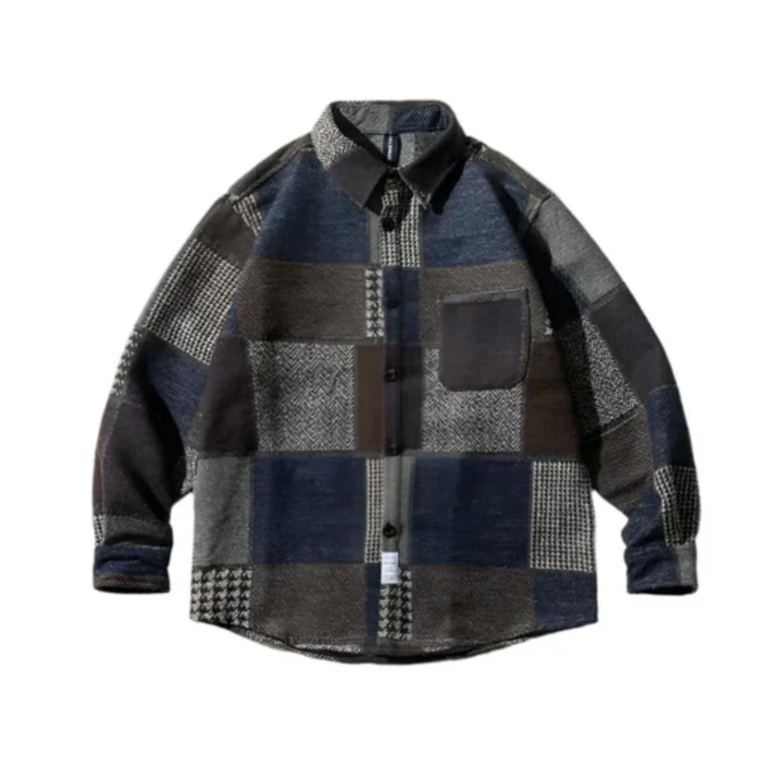 Japanese Style Patchwork Long Sleeve Shirt