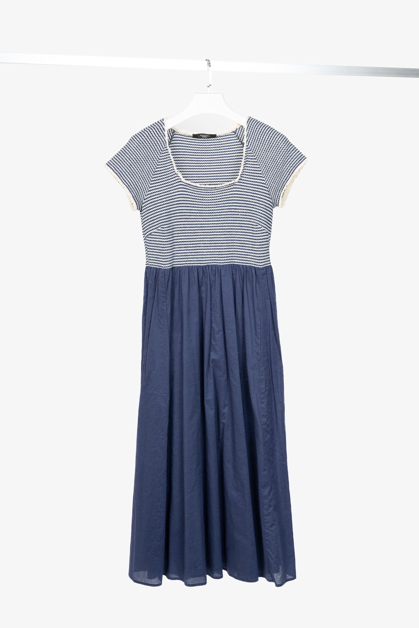 Weekend Max Mara Weekend Max Mara Parole Blue Cotton Knit & Poplin Midi Dress Size M / US 6-8 / IT 42-44 - 1 Thumbnail